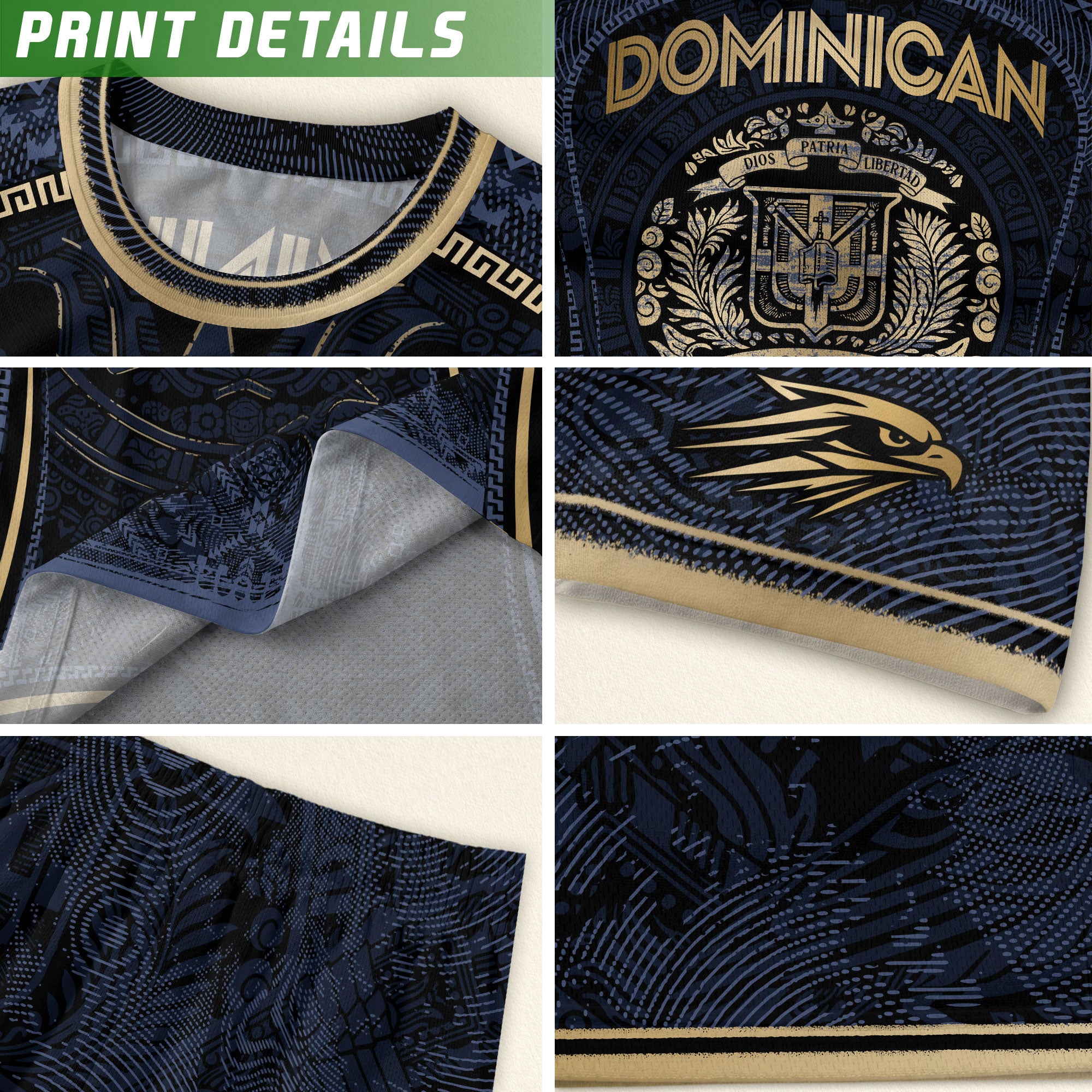 Dominican Republic Heritage Navy Gold Geometric National Soccer Jersey