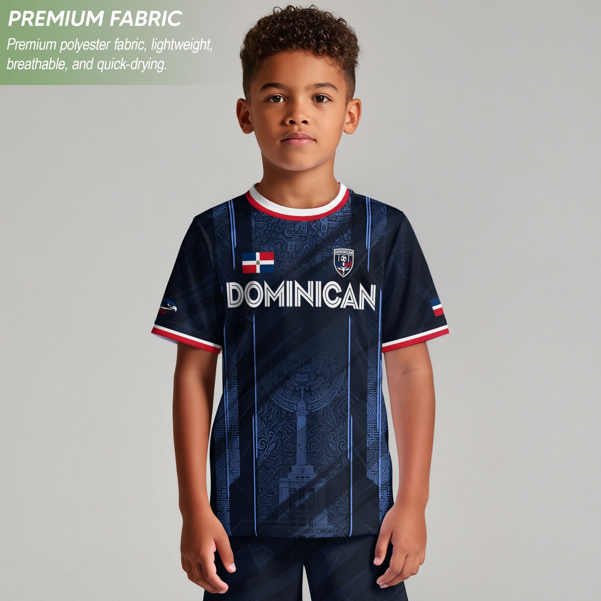 Dominican Heritage Soccer Jersey Navy for Kids Youth, Cultural Identity & National Pride