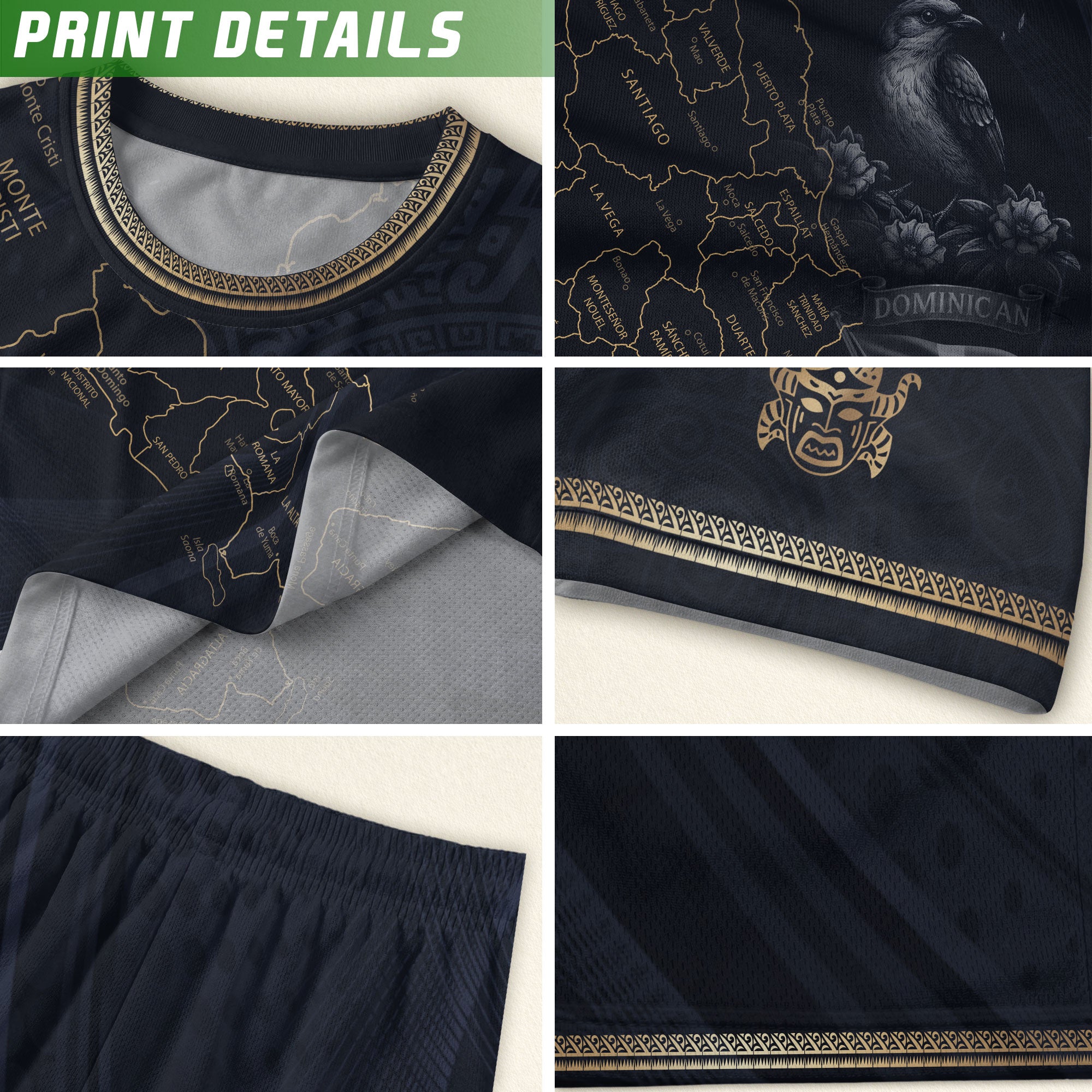 Dominican Heritage Soccer Jersey Black Gold, Cultural Pride & Identity Collection