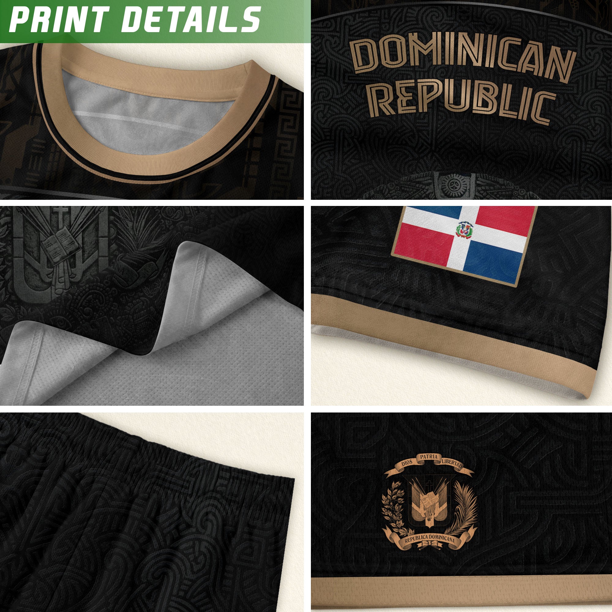 Dominican Republic Heritage Black Gold Athletic National Team Soccer Jersey