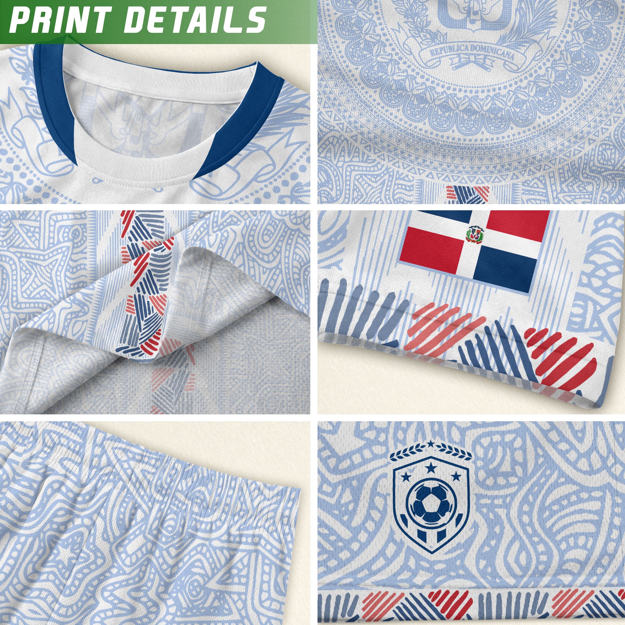 Dominican Republic Heritage White Athletic Woven Pattern Soccer Jersey