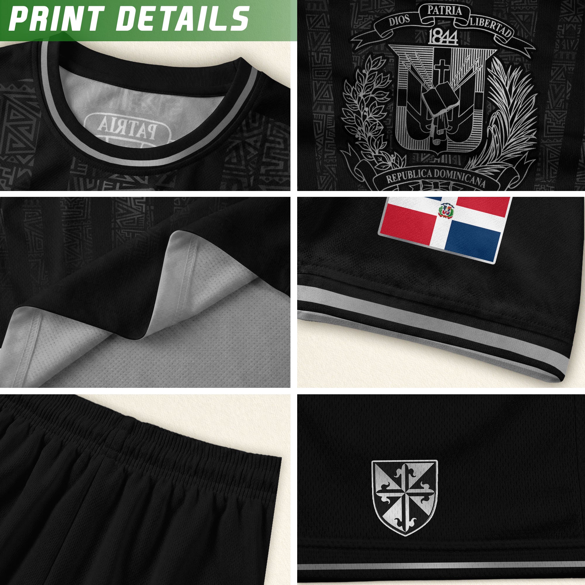 Dominican Republic Heritage Black Silver Athletic Independence Soccer Jersey