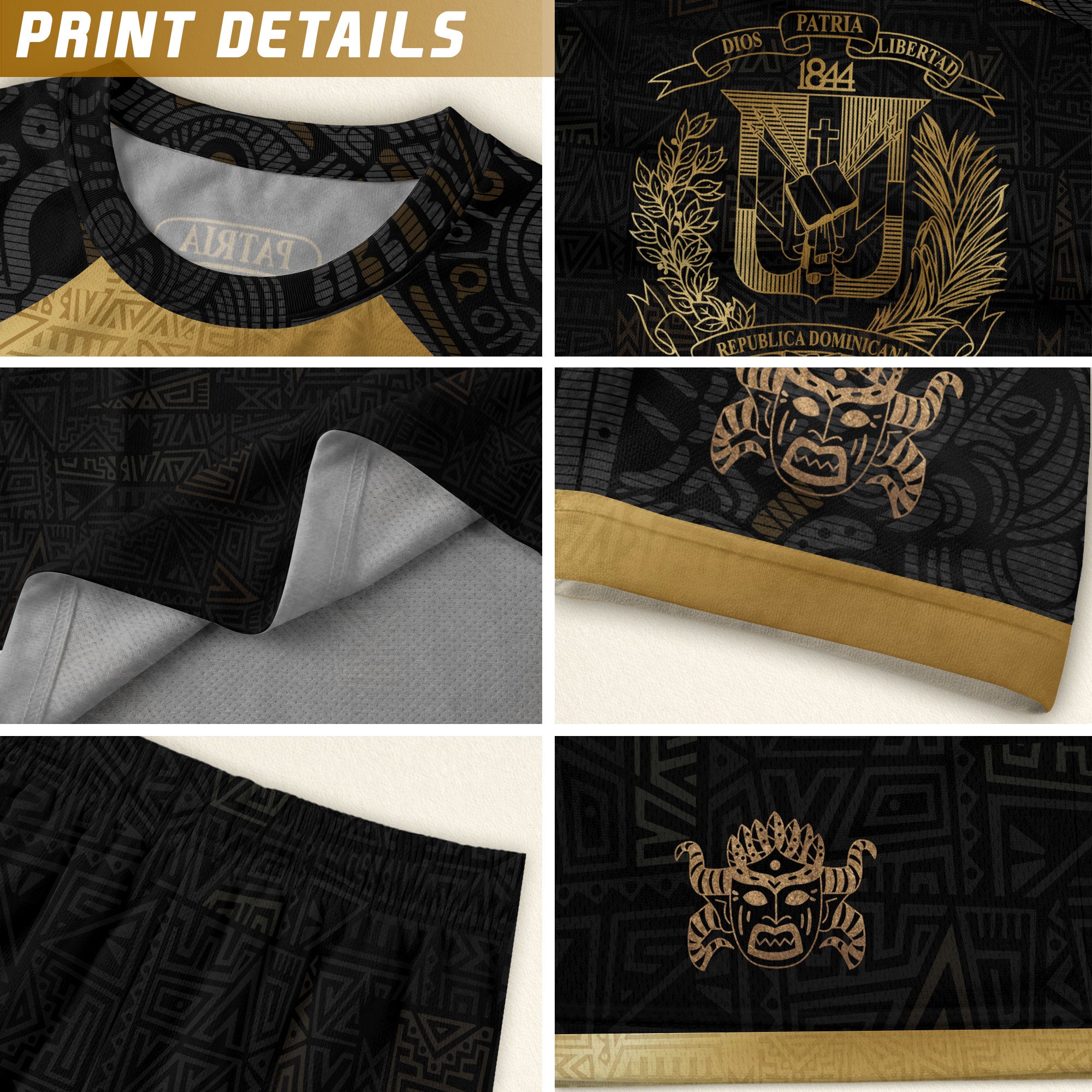 Dominican Republic Black Gold Vintage National Emblem Heritage Soccer Jersey