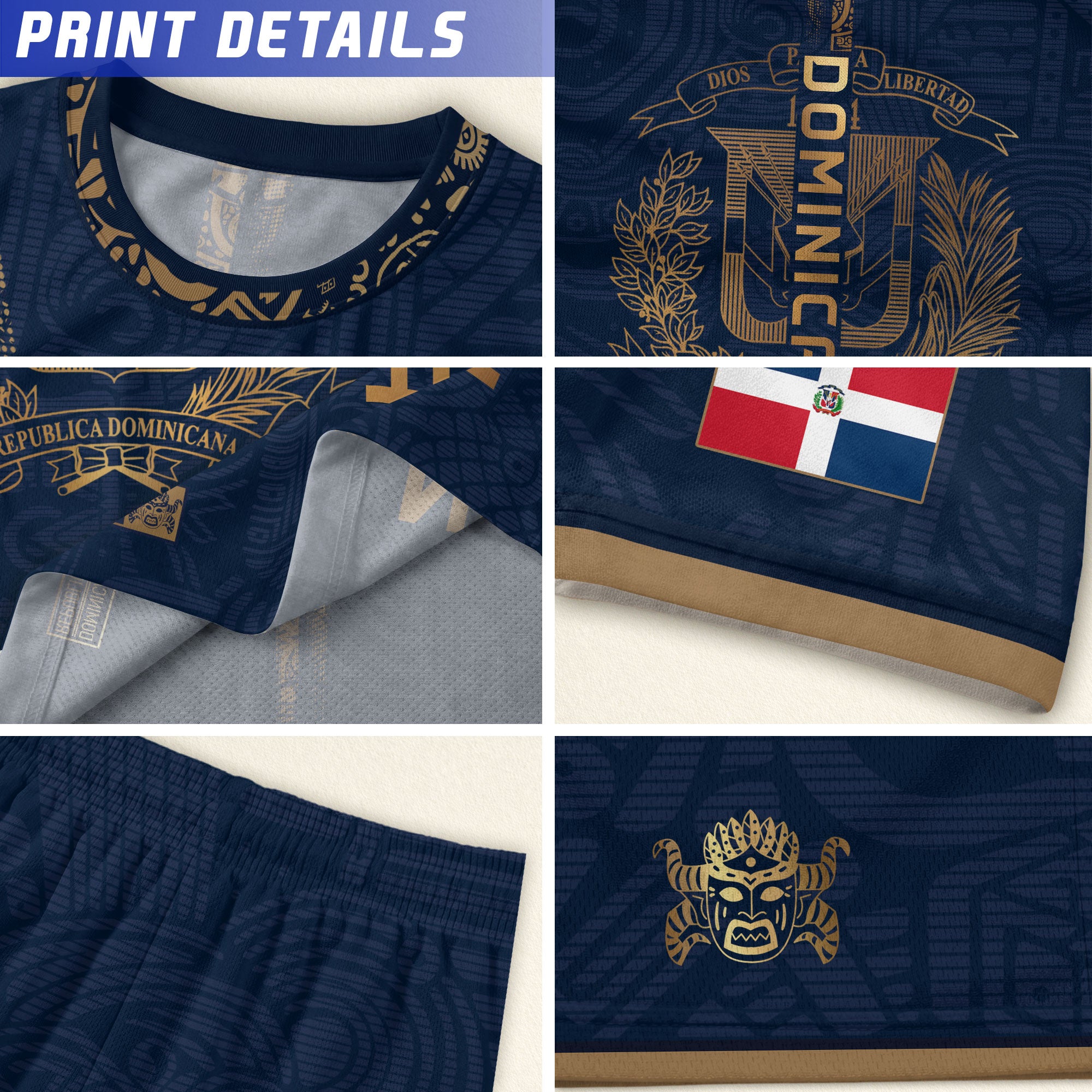 Dominican Republic Navy Gold Vintage National Heritage Shirt Soccer Jersey