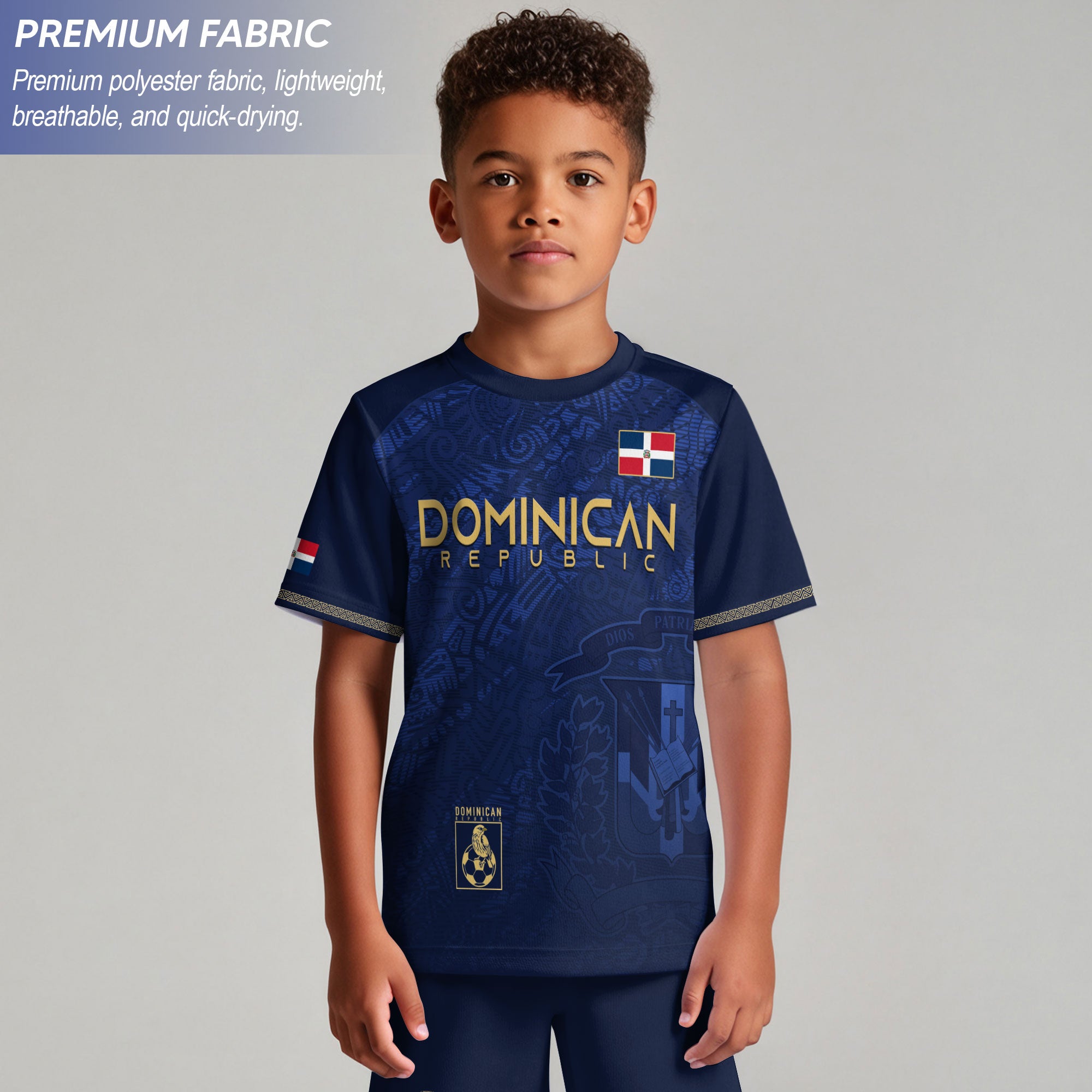 Dominican Republic Kids Youth Heritage Navy Gold National Pride Soccer Jersey