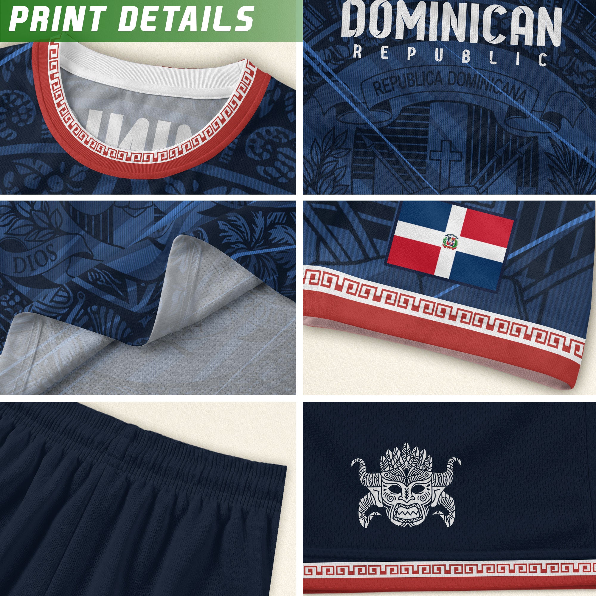 Dominican Republic Navy Red National Symbol Pattern Graphic Pride Soccer Jersey