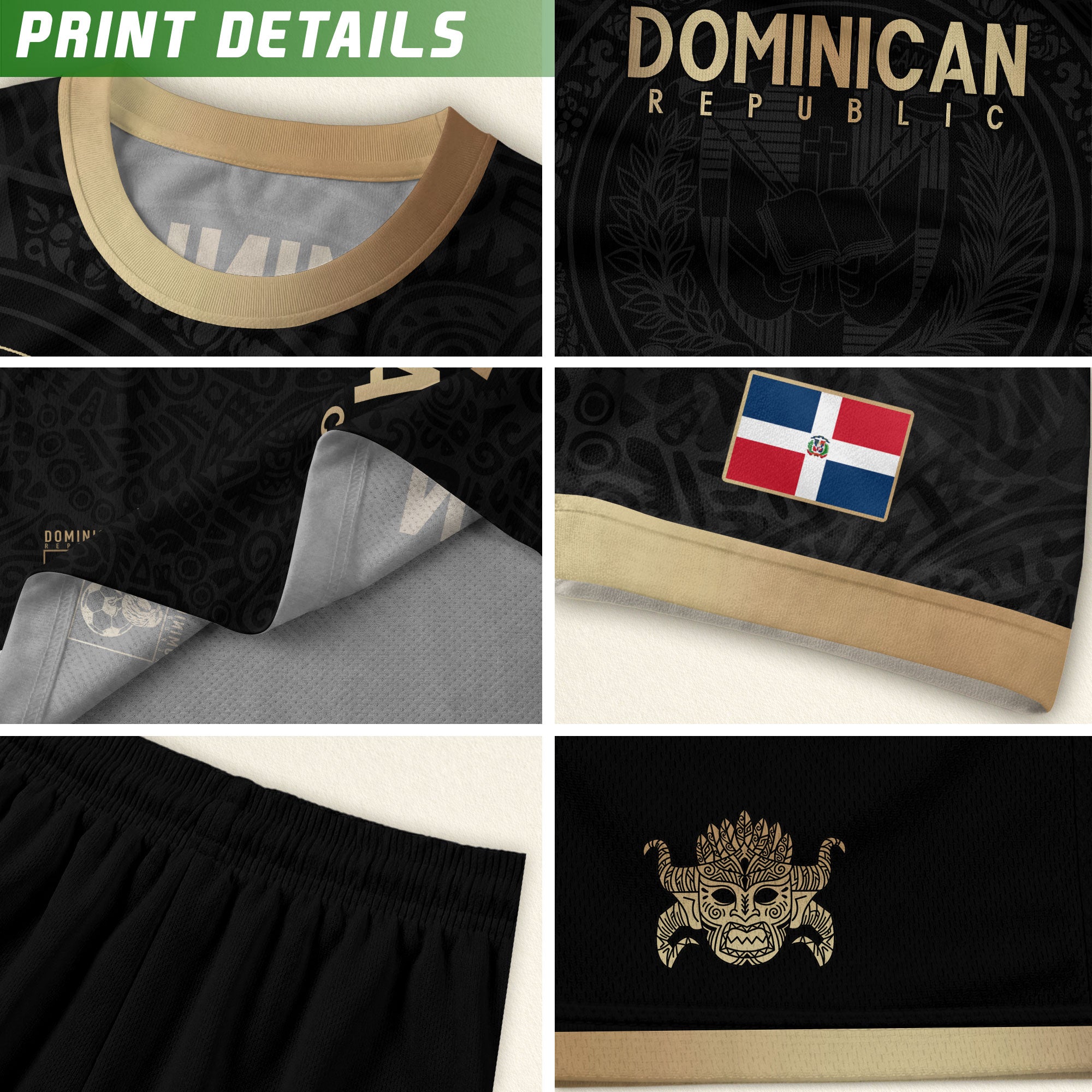 Dominican Republic Coat of Arms Black Gold Heritage National Pride Soccer Jersey