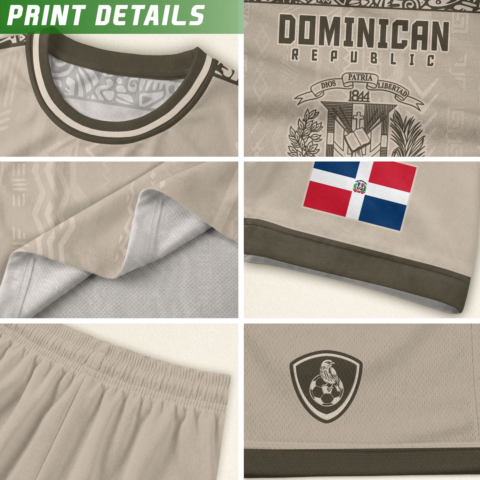Dominican Republic Coat of Arms Tribal Beige Brown National Soccer Jersey