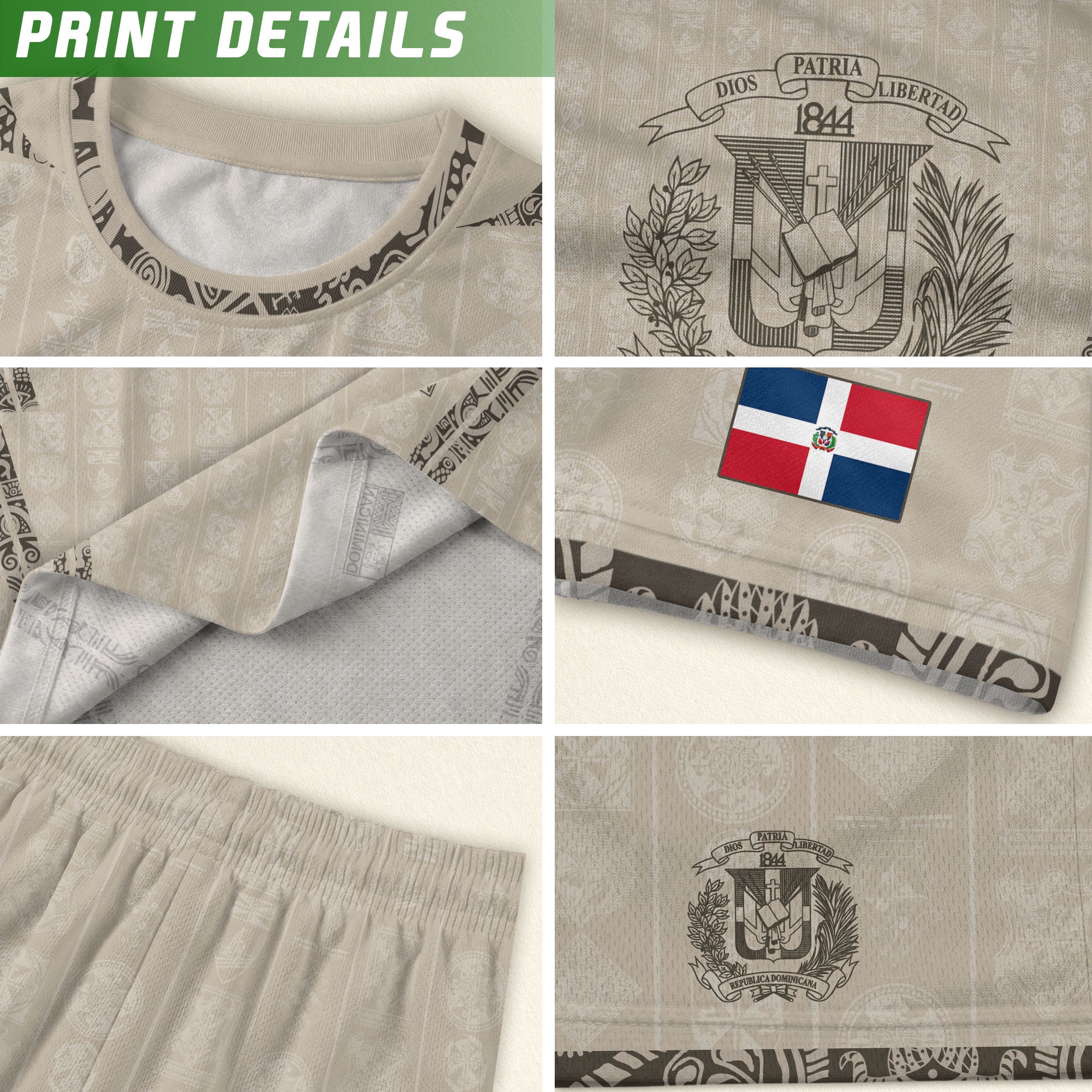 Dominican Republic Heritage Beige Tan Patchwork Soccer Jersey