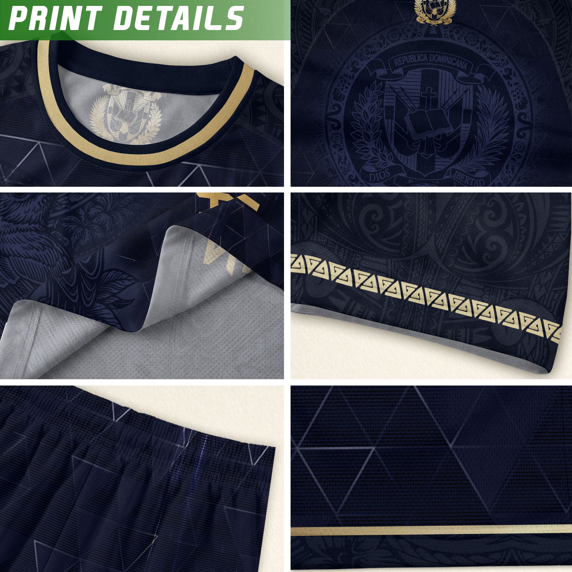 Dominican Heritage Soccer Jersey Black Navy, Cultural Identity & Pride Collection