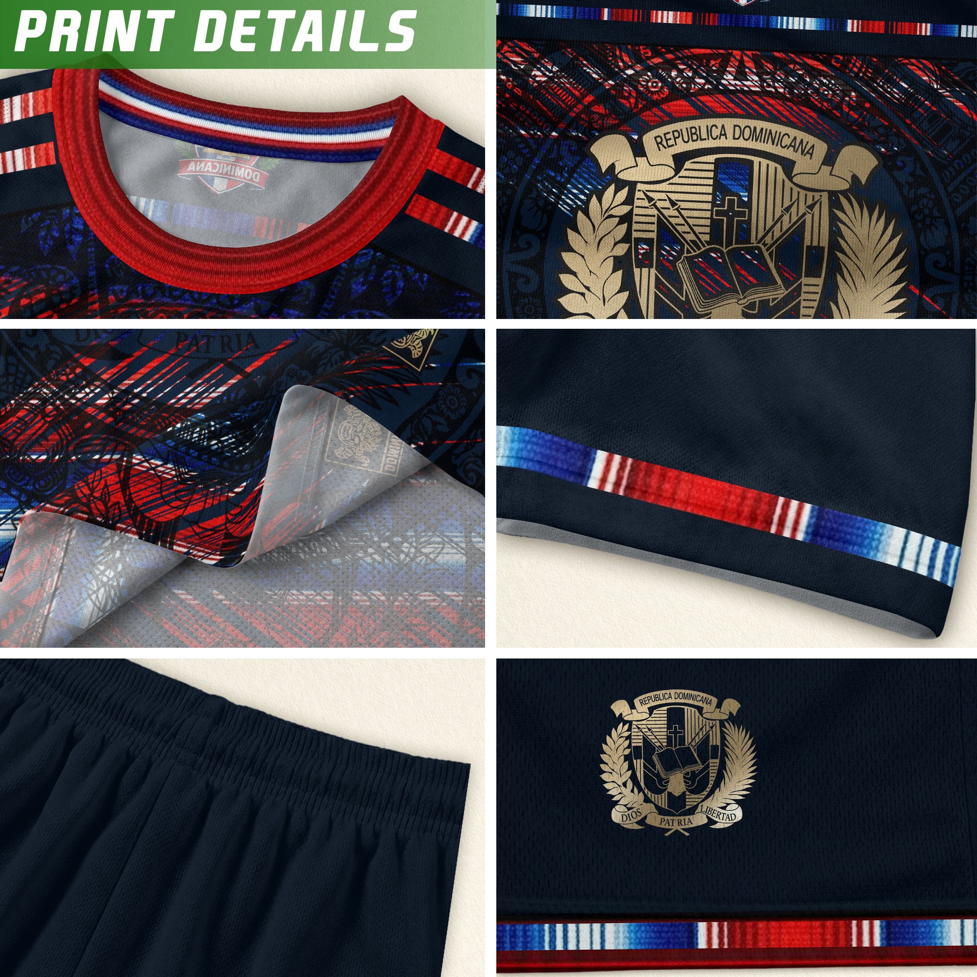 Dominican Heritage Pride Soccer Jersey Black Red Navy, Dominican Soccer Jersey, Cultural Unity Collection