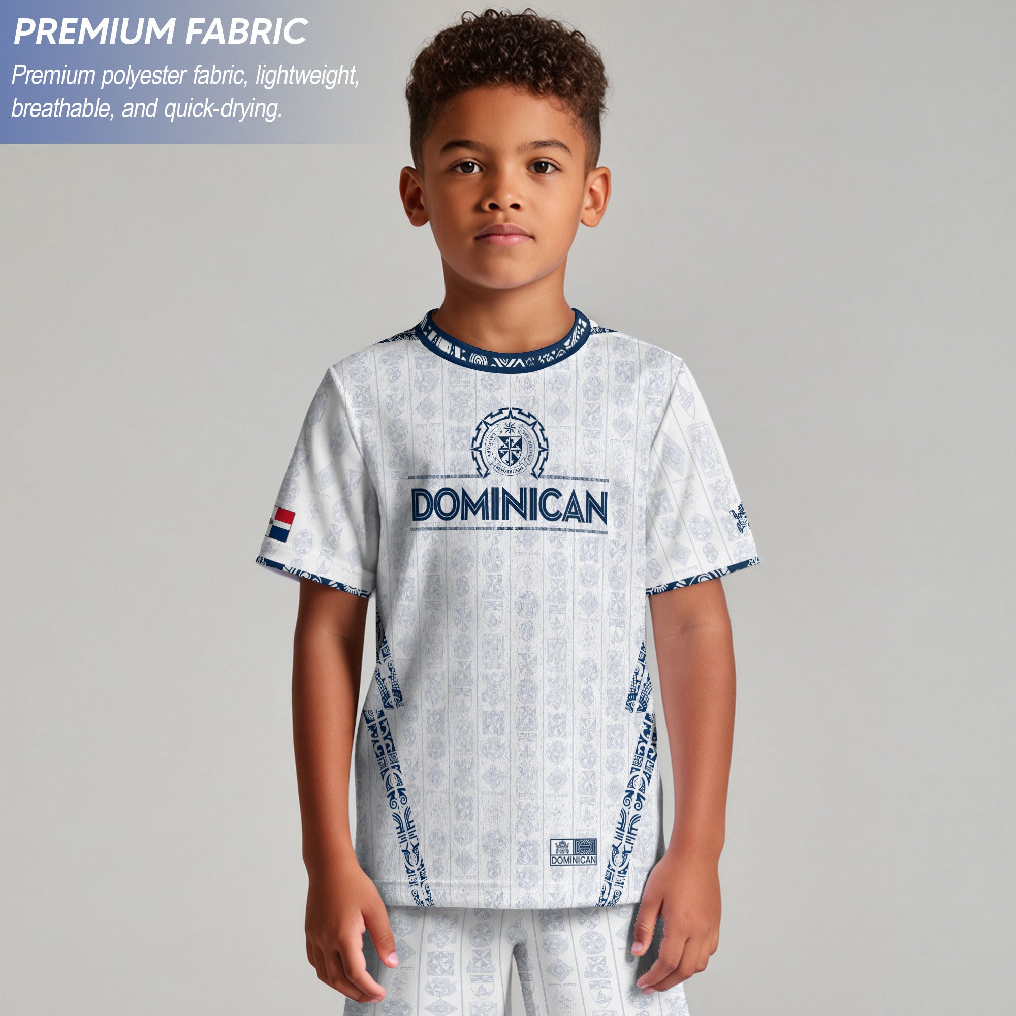 Dominican Republic Kids Youth Orgullo Dominicano White Patchwork Soccer Jersey