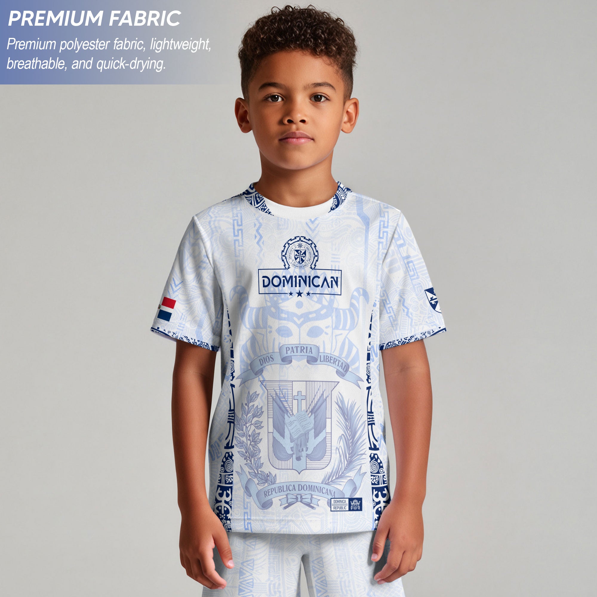 Dominican Republic Kids Youth Orgullo Dominicano White Vintage Mask Soccer Jersey
