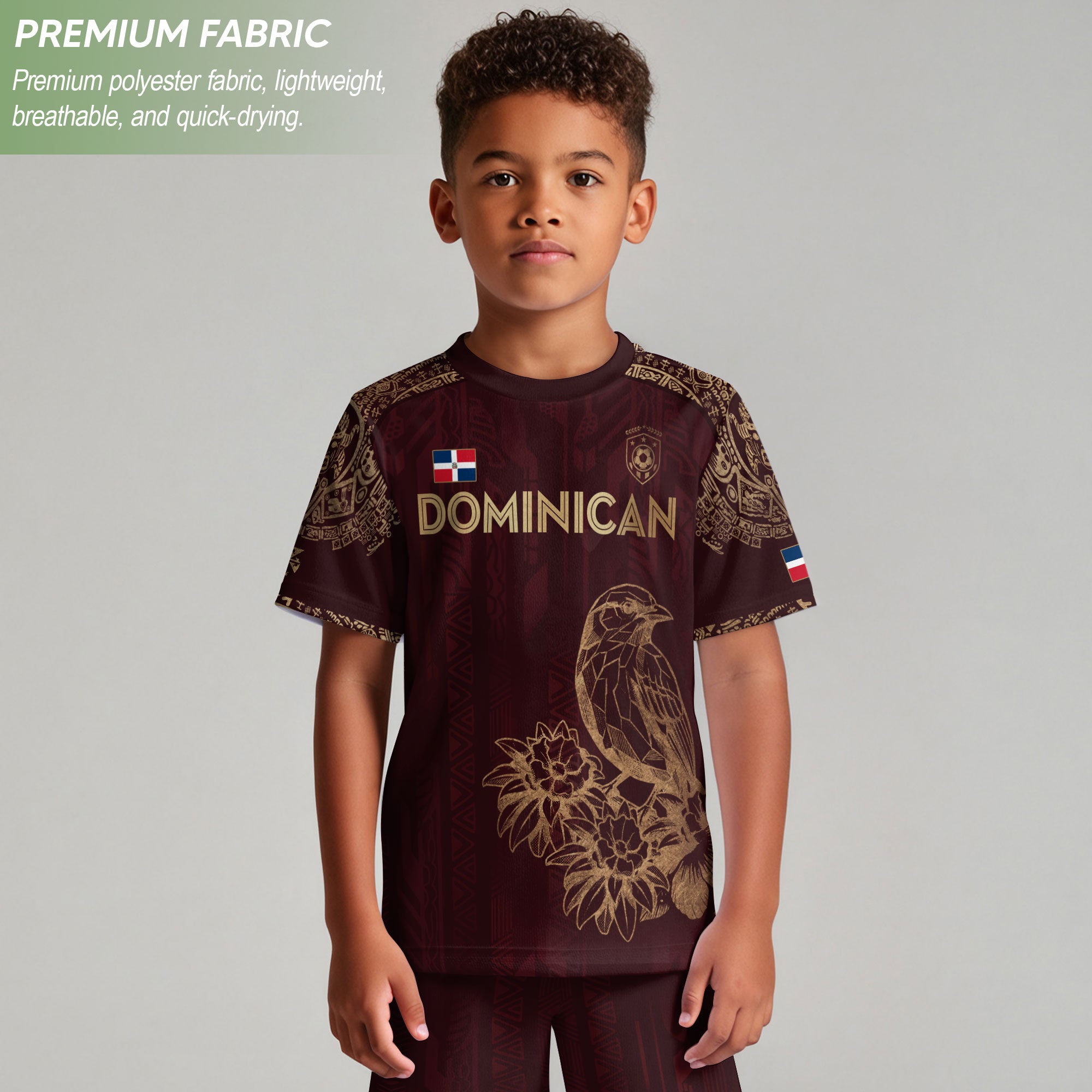 Dominican Republic Kids Youth Orgullo Dominicano Maroon Gold Cigua Palmera Soccer Jersey