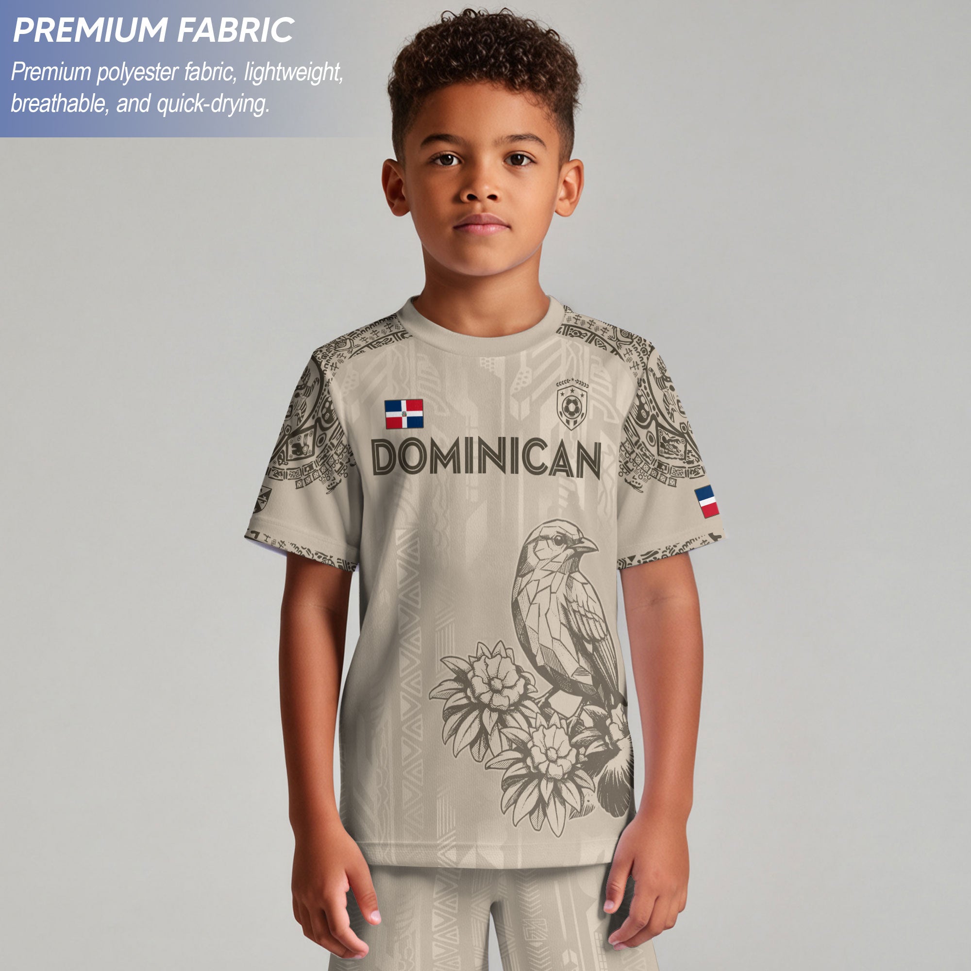 Dominican Republic Kids Youth Orgullo Dominicano Beige Tan Cigua Palmera Soccer Jersey