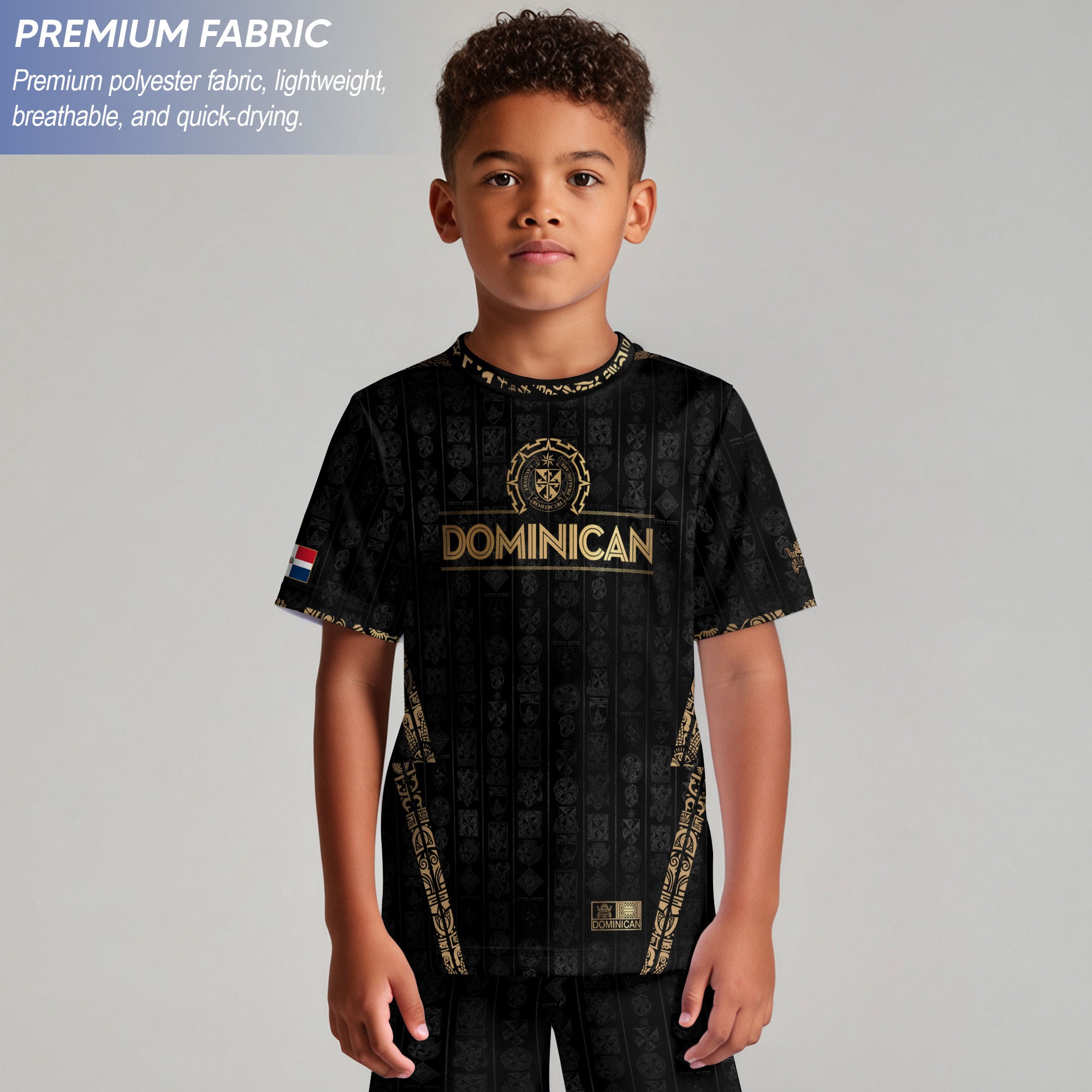 Dominican Cultural Heritage Kids Soccer Jersey Black National Pride Collection