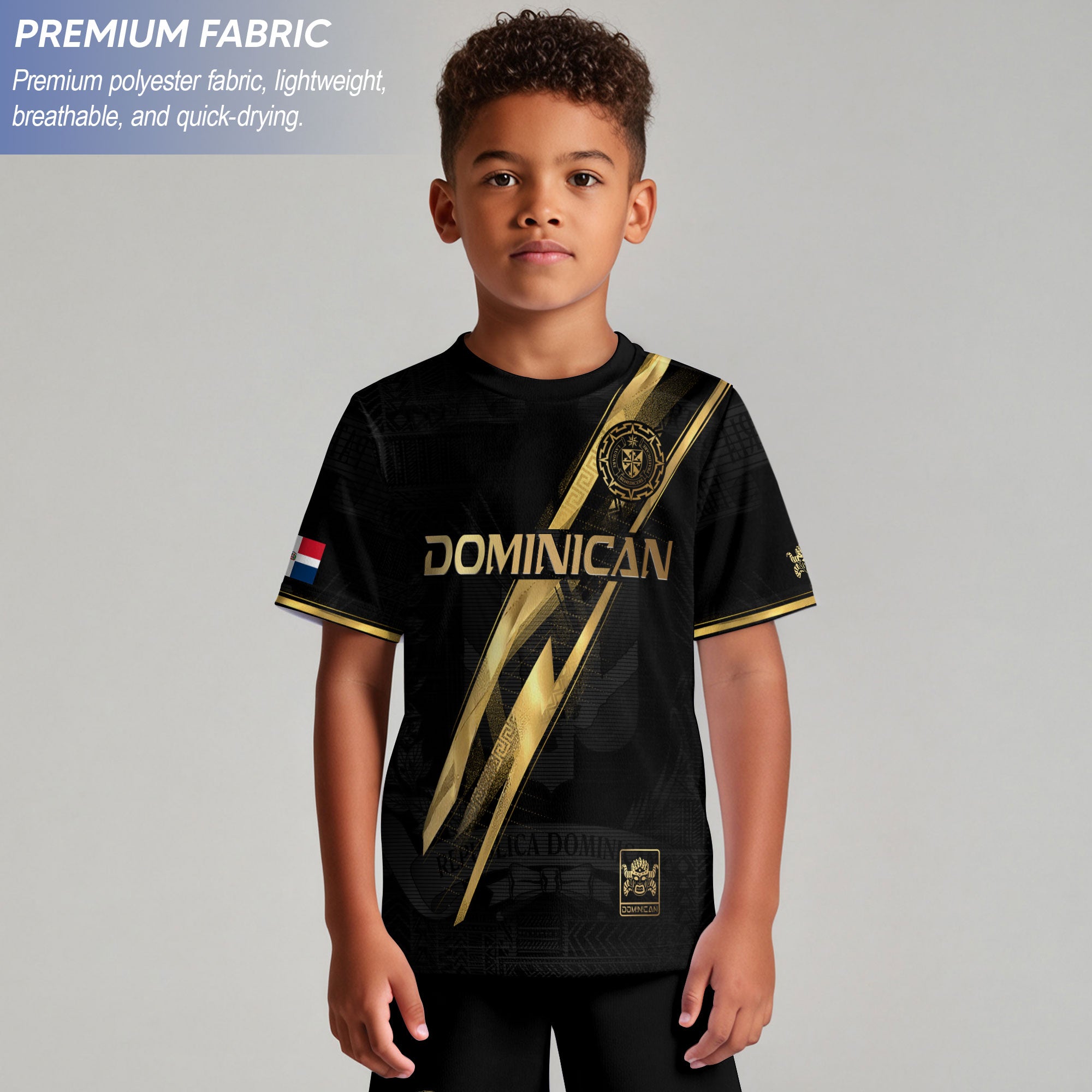 Dominican Cultural Youth Soccer Jersey Black Heritage Style