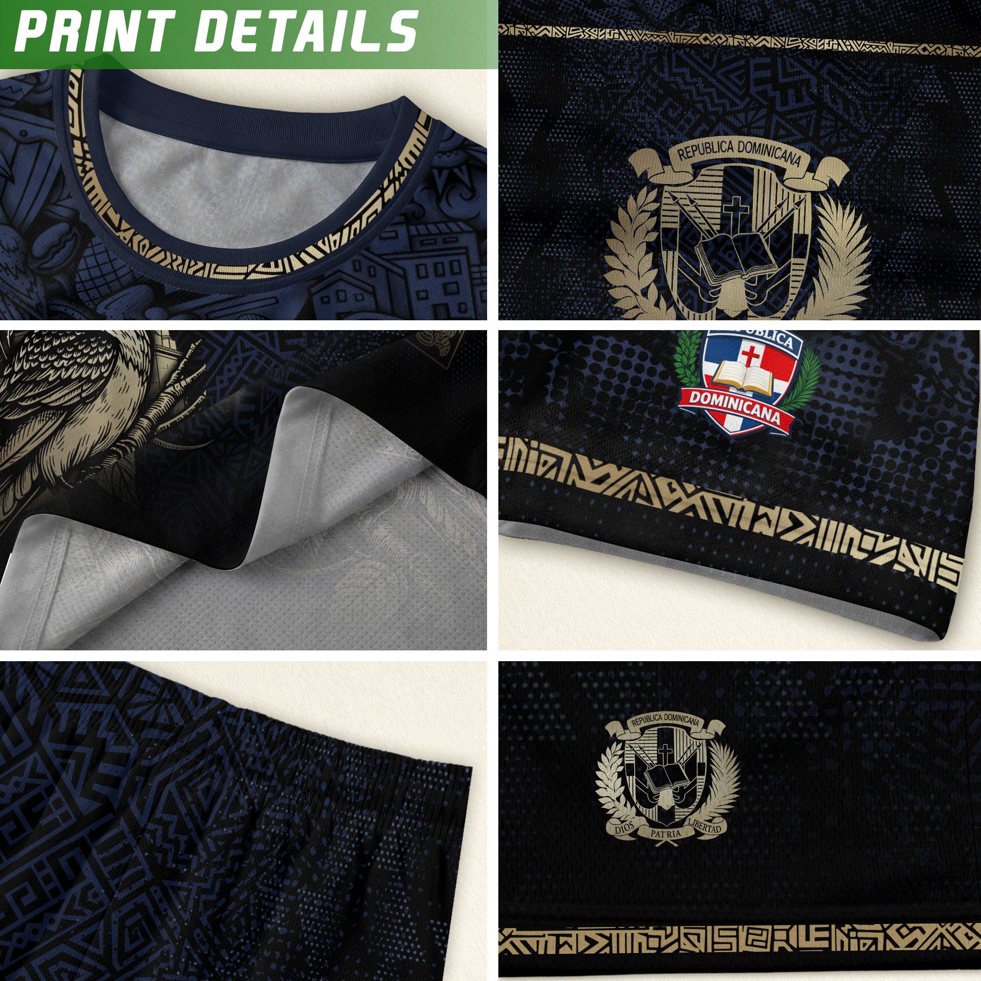 Dominican Cultural Legacy Soccer Jersey Black Navy, Identity & Pride Edition