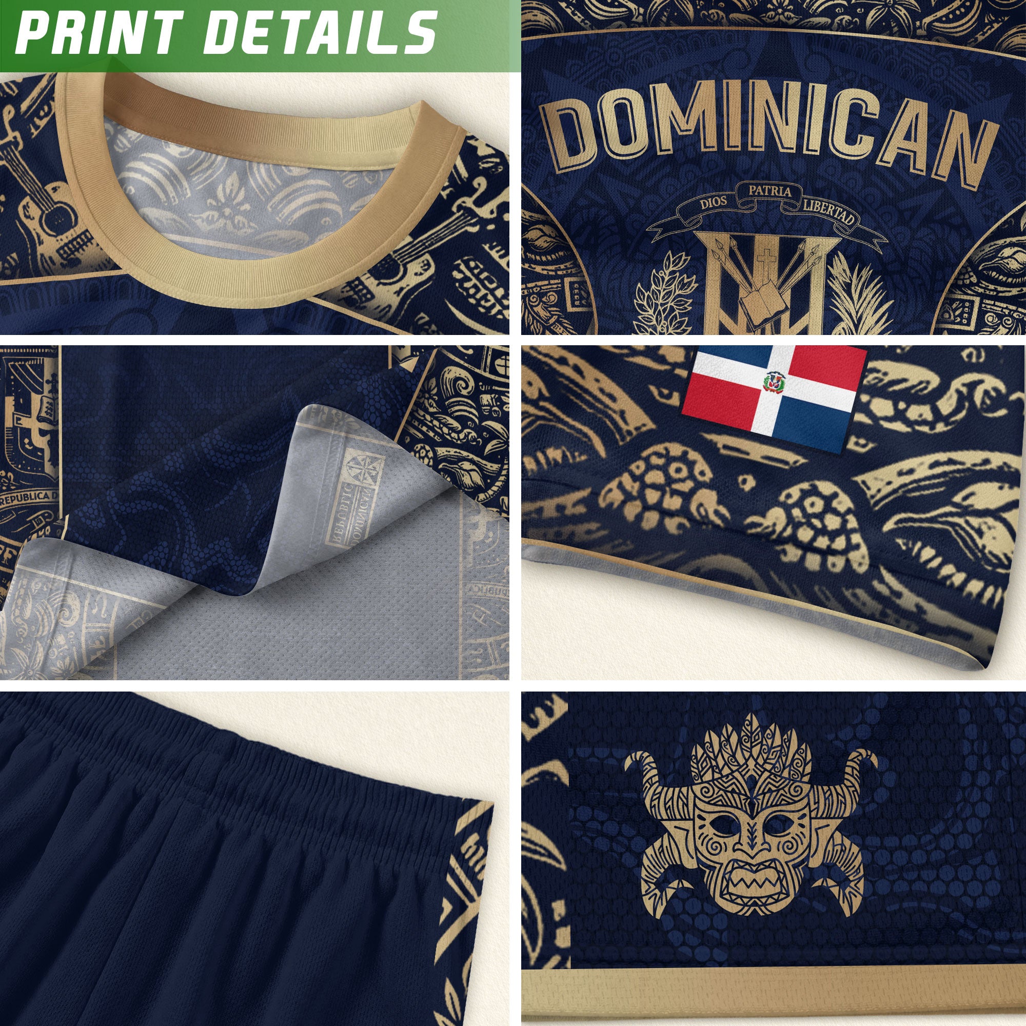 Dominican Republic Independence Navy Gold Mask Heritage Soccer Jersey