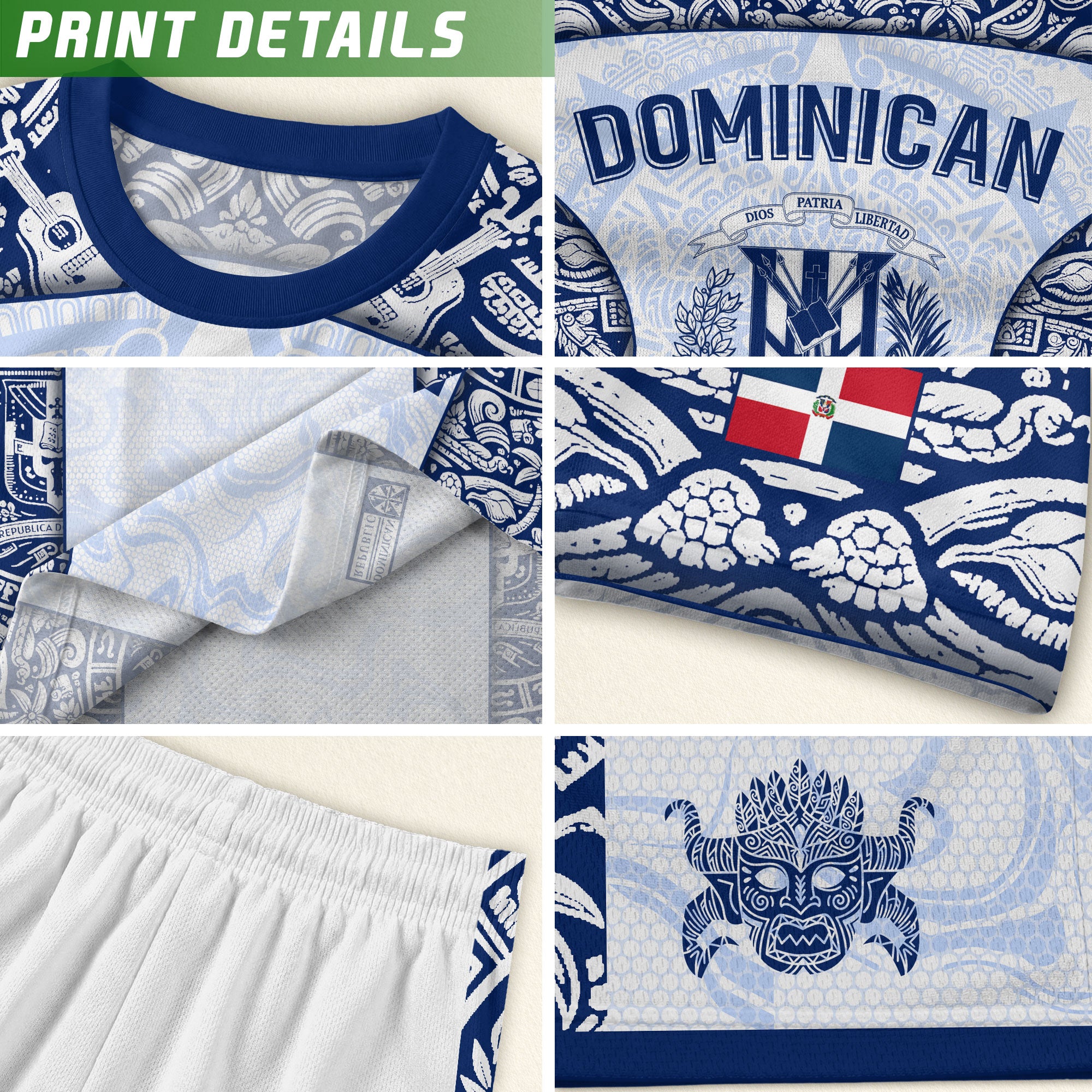 Dominican Republic Heritage White Taino Tribal Style Pride Soccer Jersey