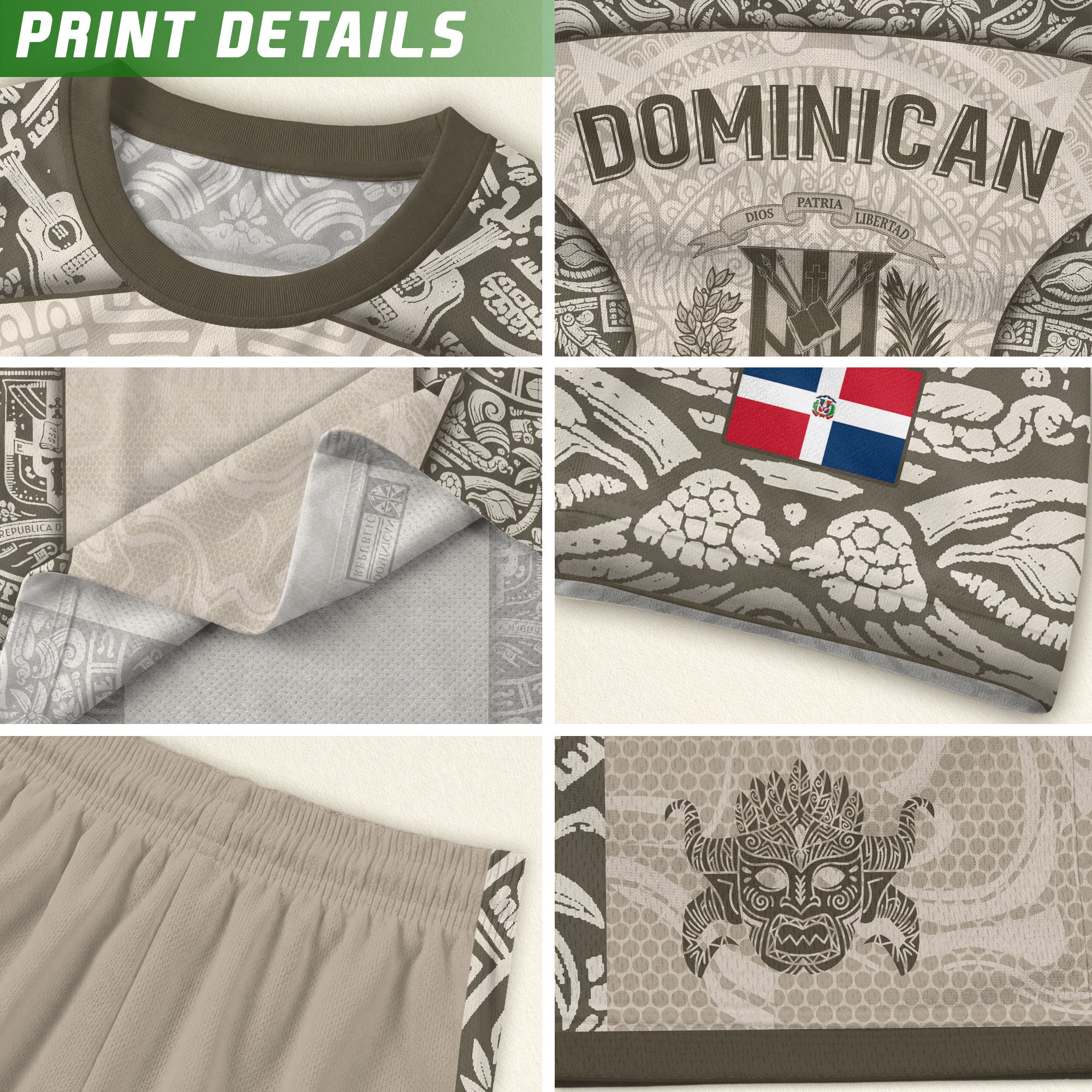 Dominican Republic Heritage Orgullo Dominicano Beige Taino Soccer Jersey
