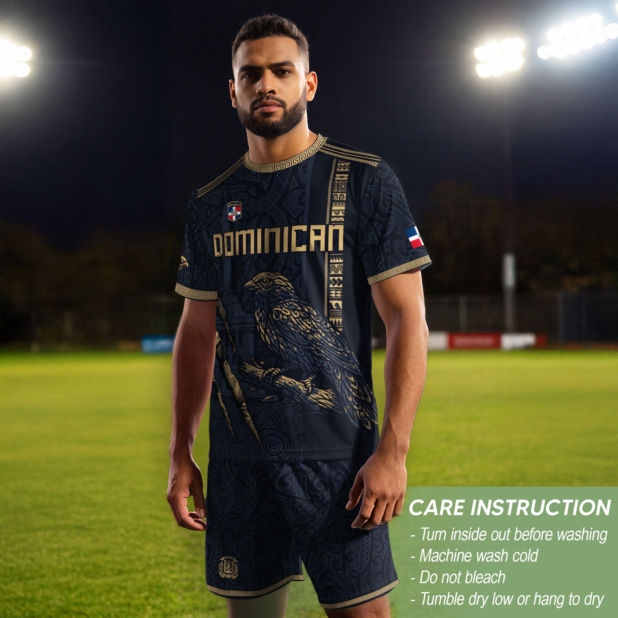 Dominican Republic Heritage Navy Gold Vintage Athletic Palmchat Bird Soccer Jersey