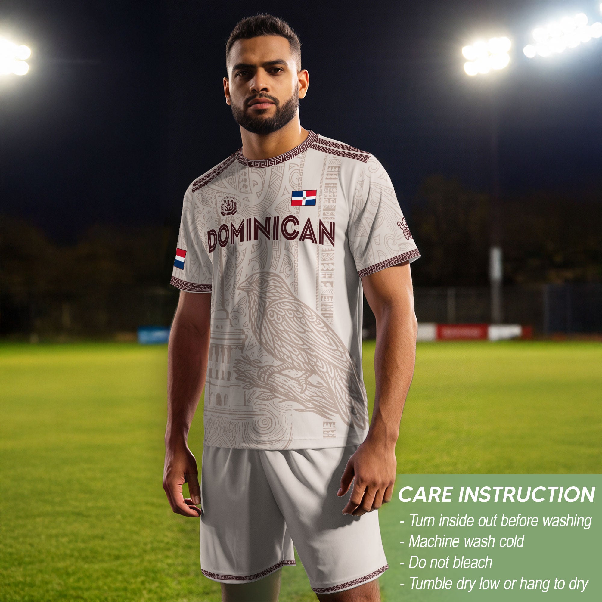 Dominican Republic Heritage Beige Burgundy Vintage Athletic Palmchat Soccer Jersey
