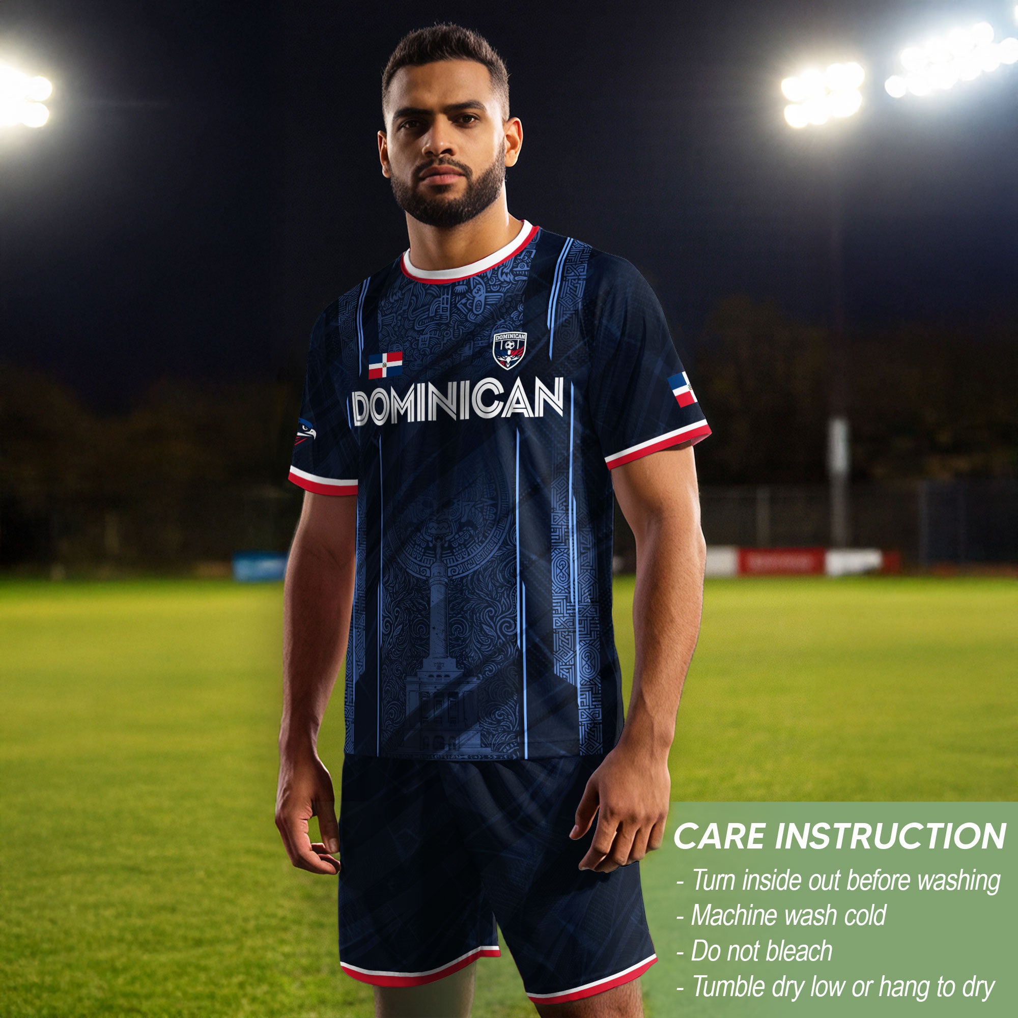 Dominican Republic Heritage Navy Blue Red National Pride Athletic Soccer Jersey