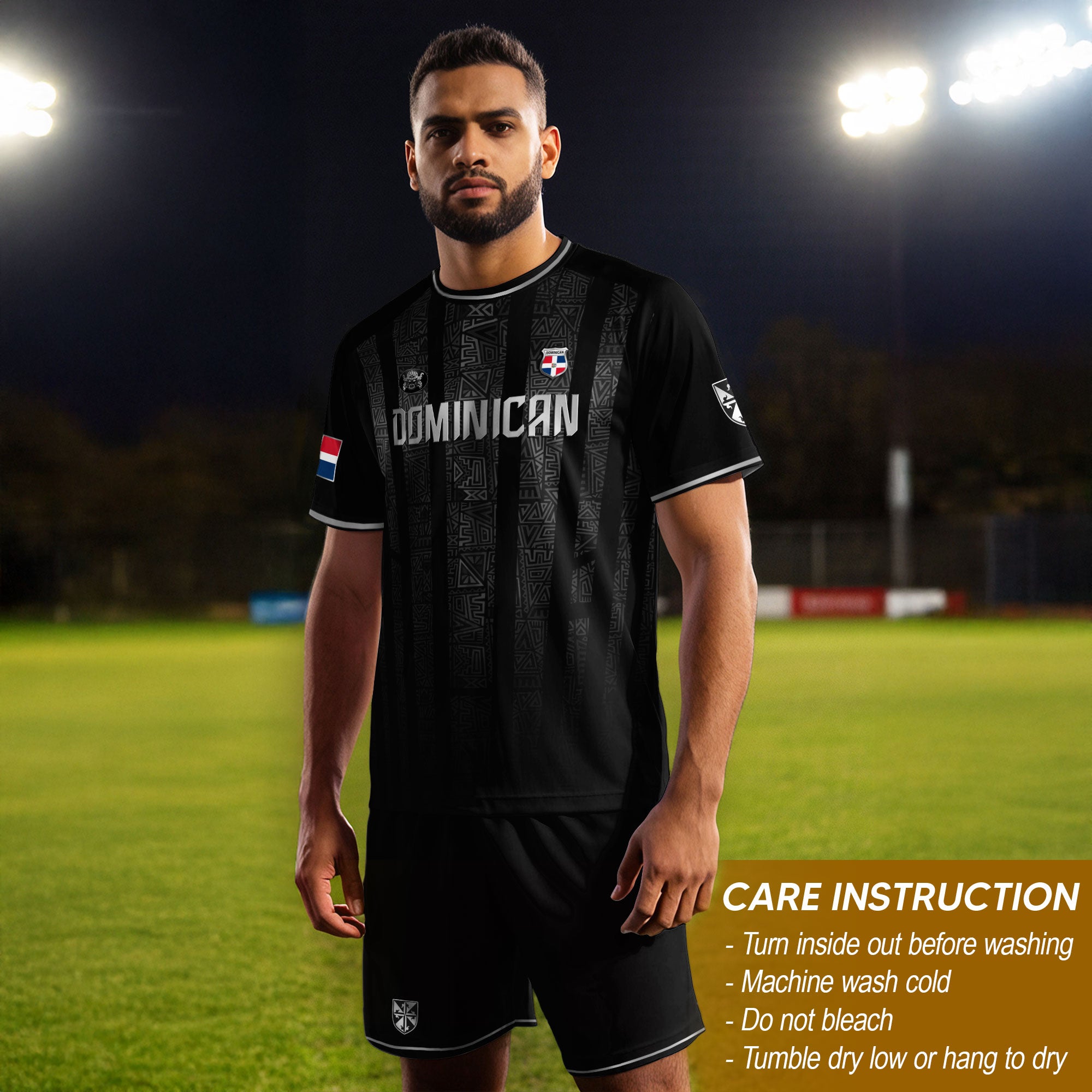 Dominican Republic Heritage Black Silver Athletic Independence Soccer Jersey
