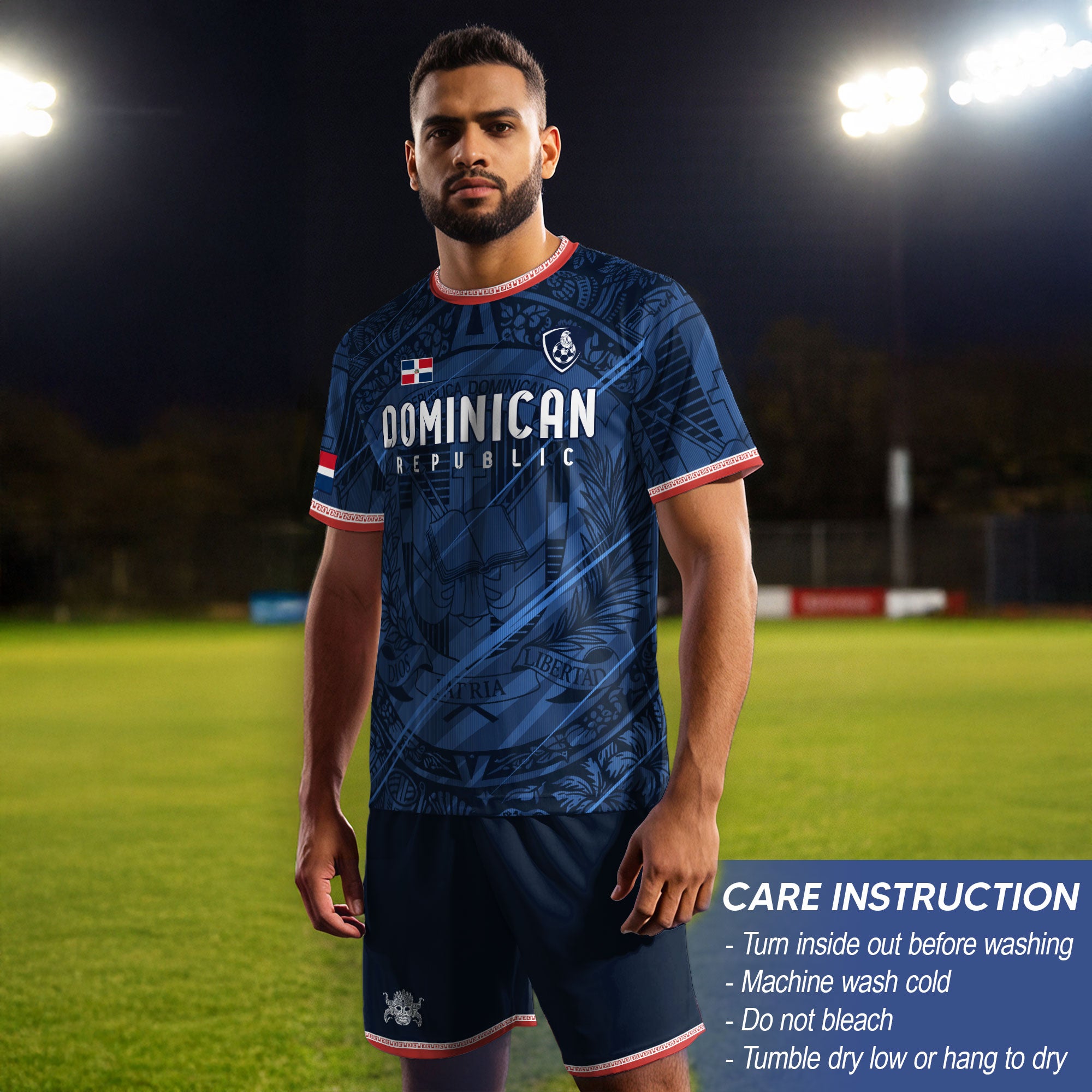Dominican Republic Navy Red National Symbol Pattern Graphic Pride Soccer Jersey