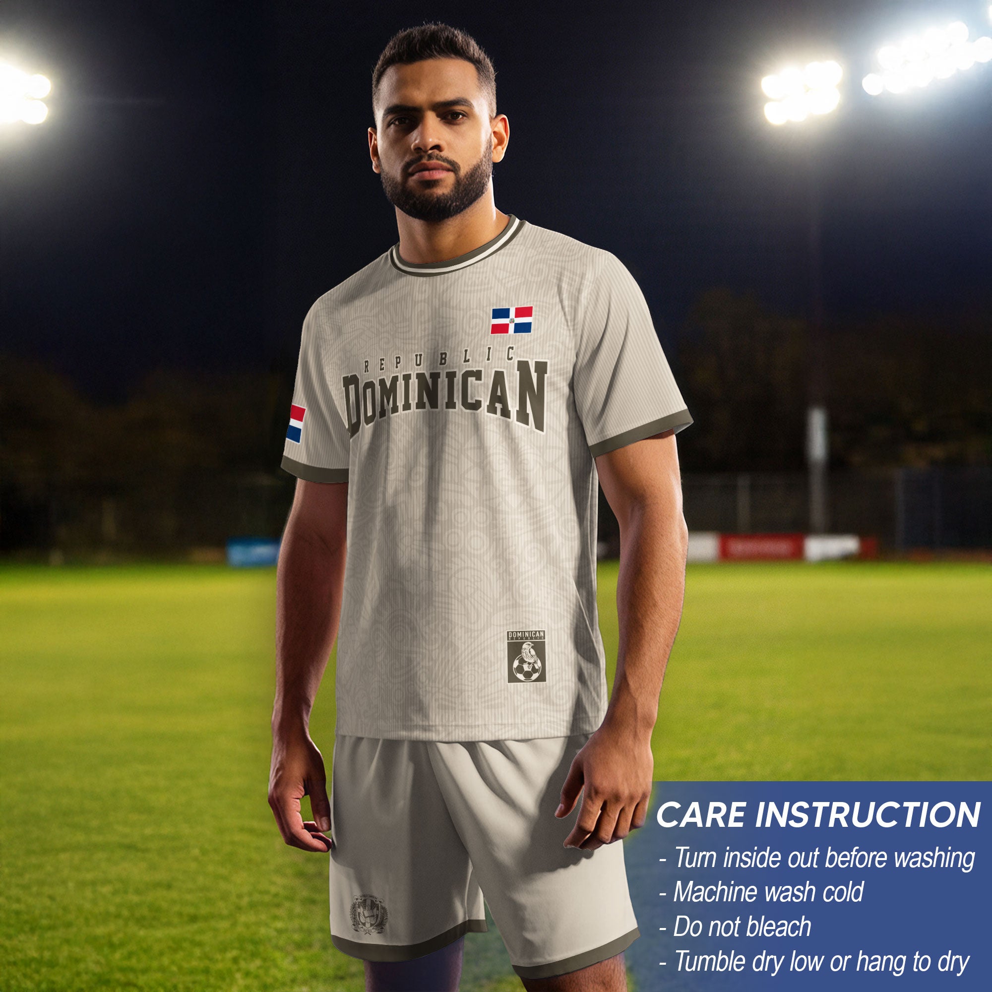 Dominican Republic Coat of Arms Beige Olive Heritage Athletic Sport Soccer Jersey