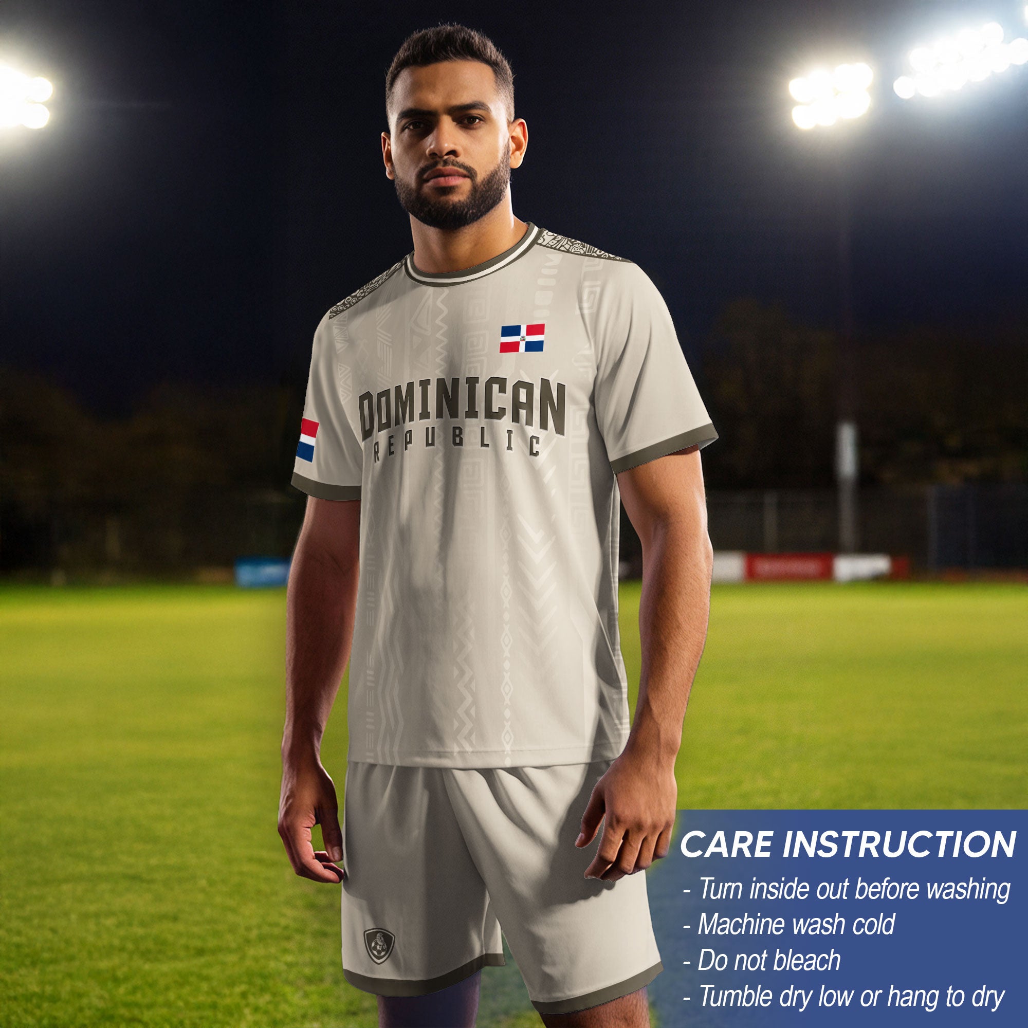 Dominican Republic Coat of Arms Tribal Beige Brown National Soccer Jersey