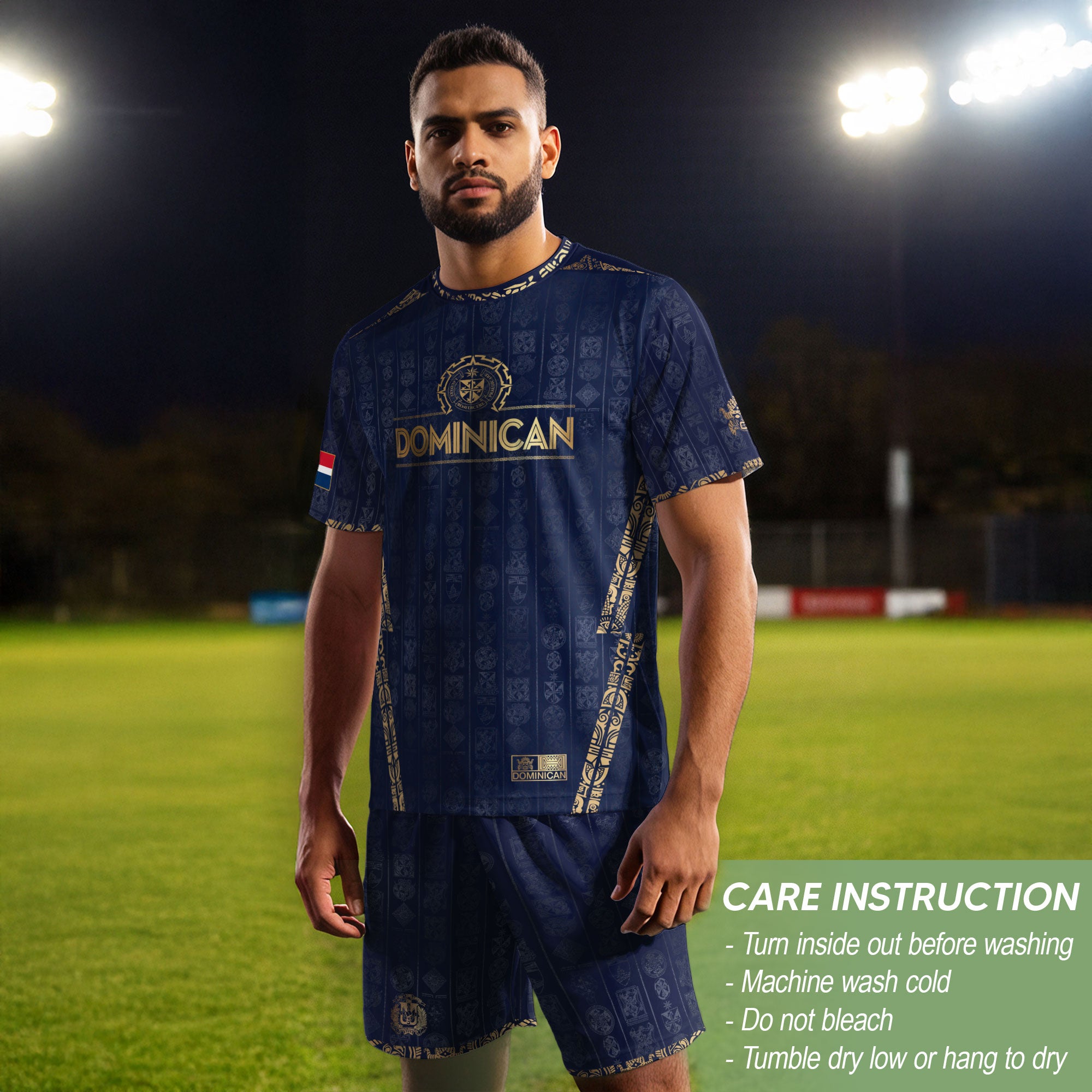 Dominican Republic Heritage Navy Gold Patchwork Soccer Jersey