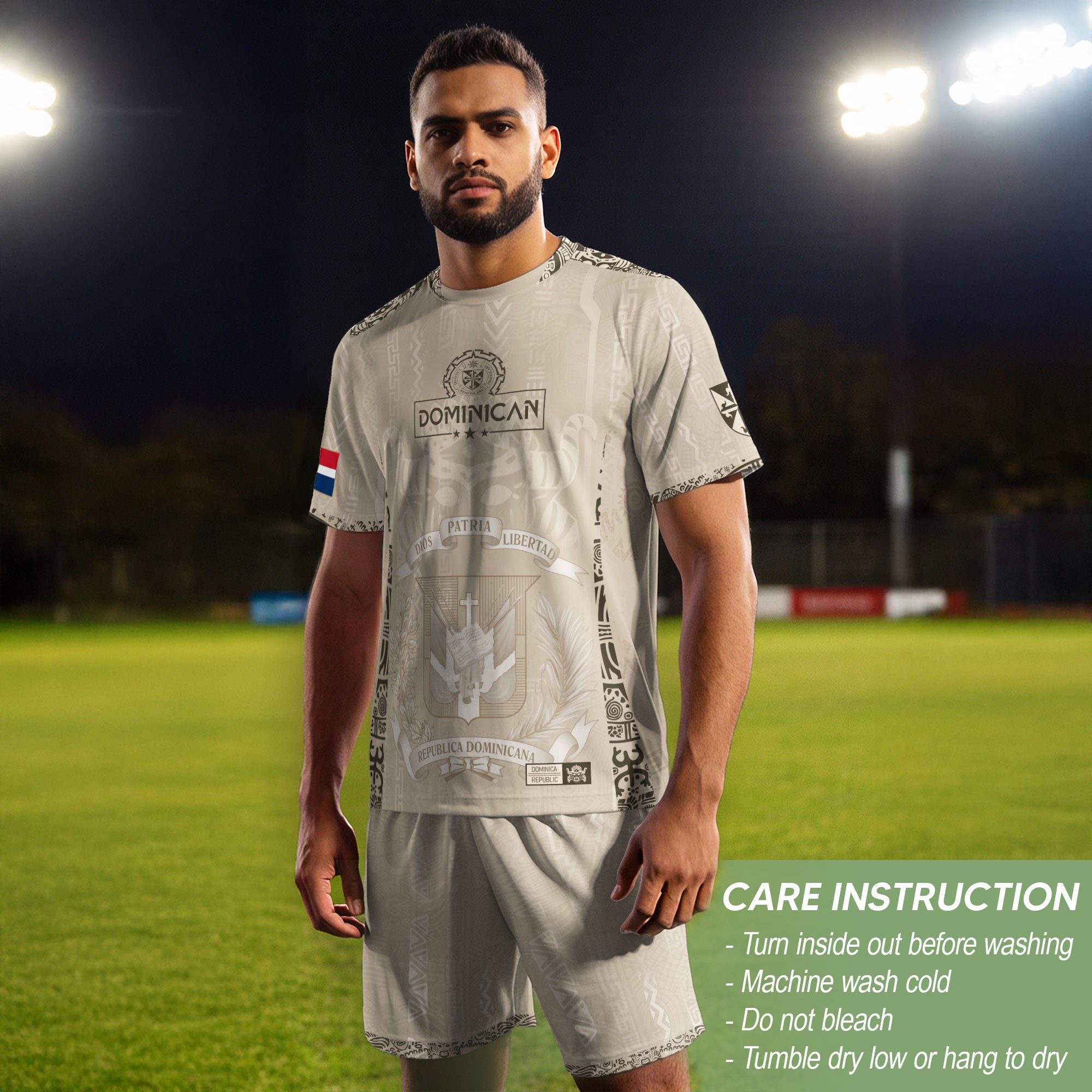 Dominican Republic Orgullo Dominicano Beige Mask Retro Soccer Jersey