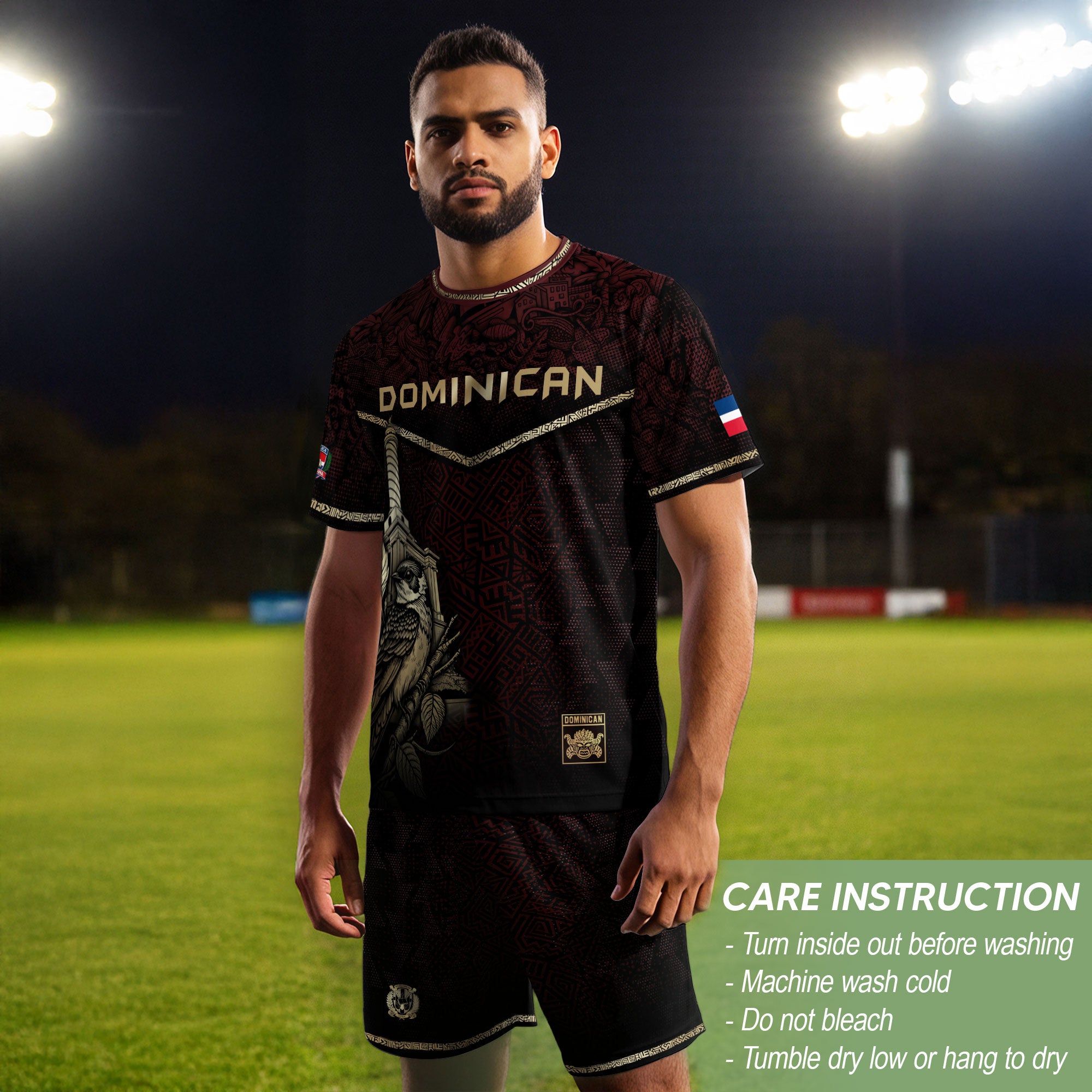 Dominican Cultural Legacy Soccer Jersey Maroon Black, Identity & Pride Apparel