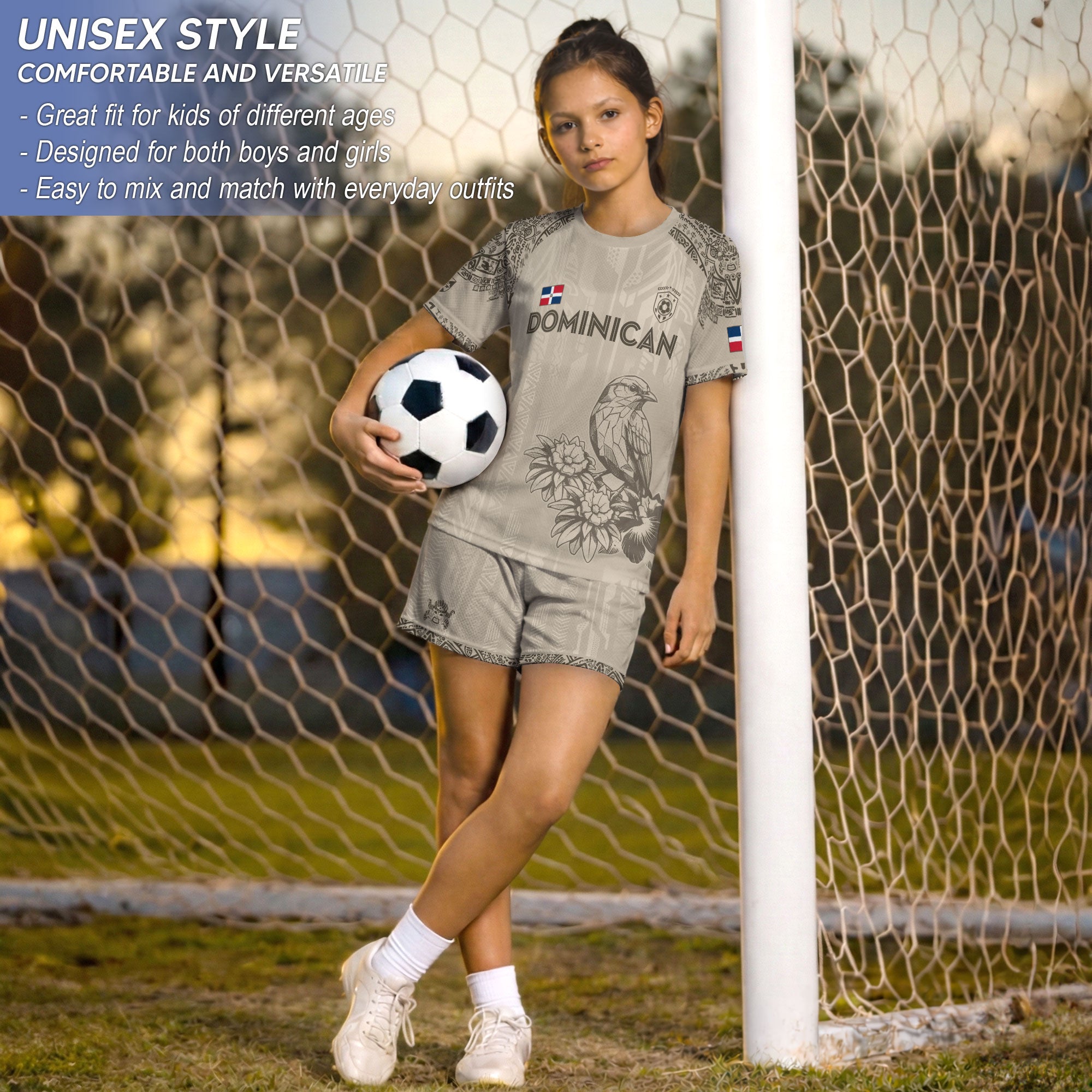 Dominican Republic Kids Youth Orgullo Dominicano Beige Tan Cigua Palmera Soccer Jersey