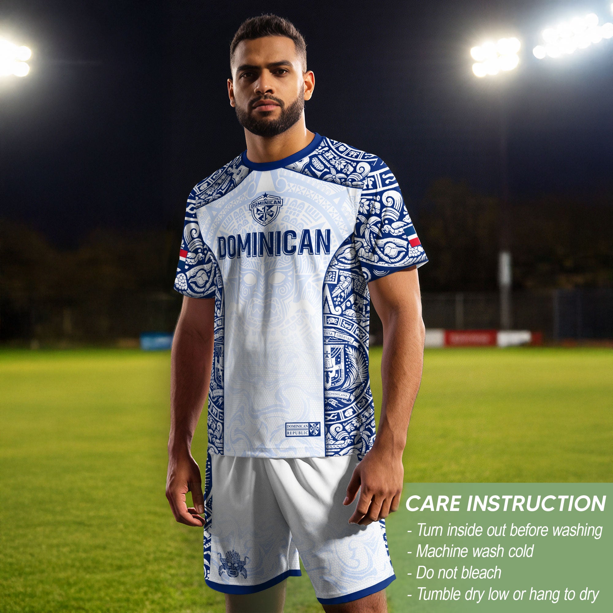 Dominican Republic Heritage White Taino Tribal Style Pride Soccer Jersey