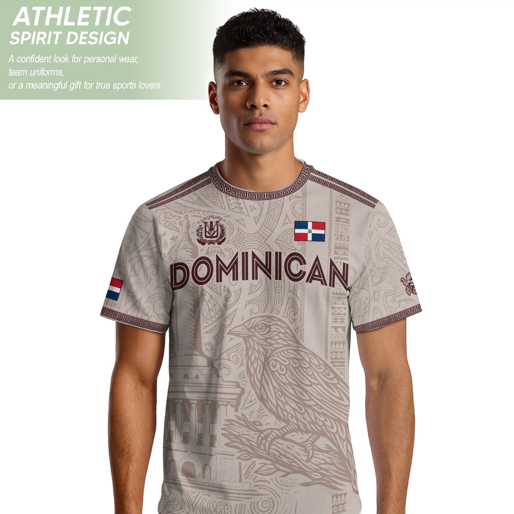 Dominican Republic Heritage Beige Burgundy Vintage Athletic Palmchat Soccer Jersey