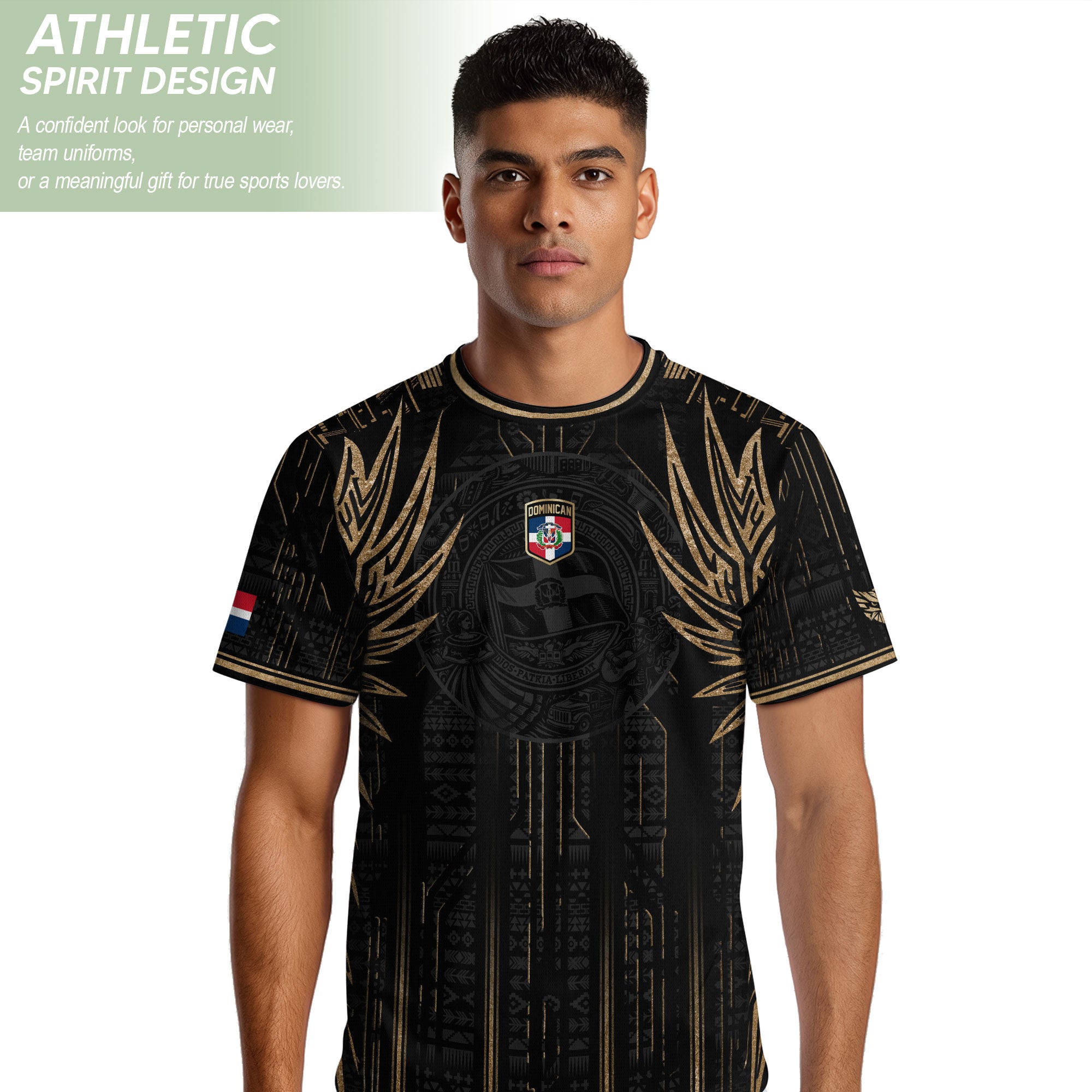 Dominican Republic Heritage Black Gold Vintage Athletic Winged Soccer Jersey