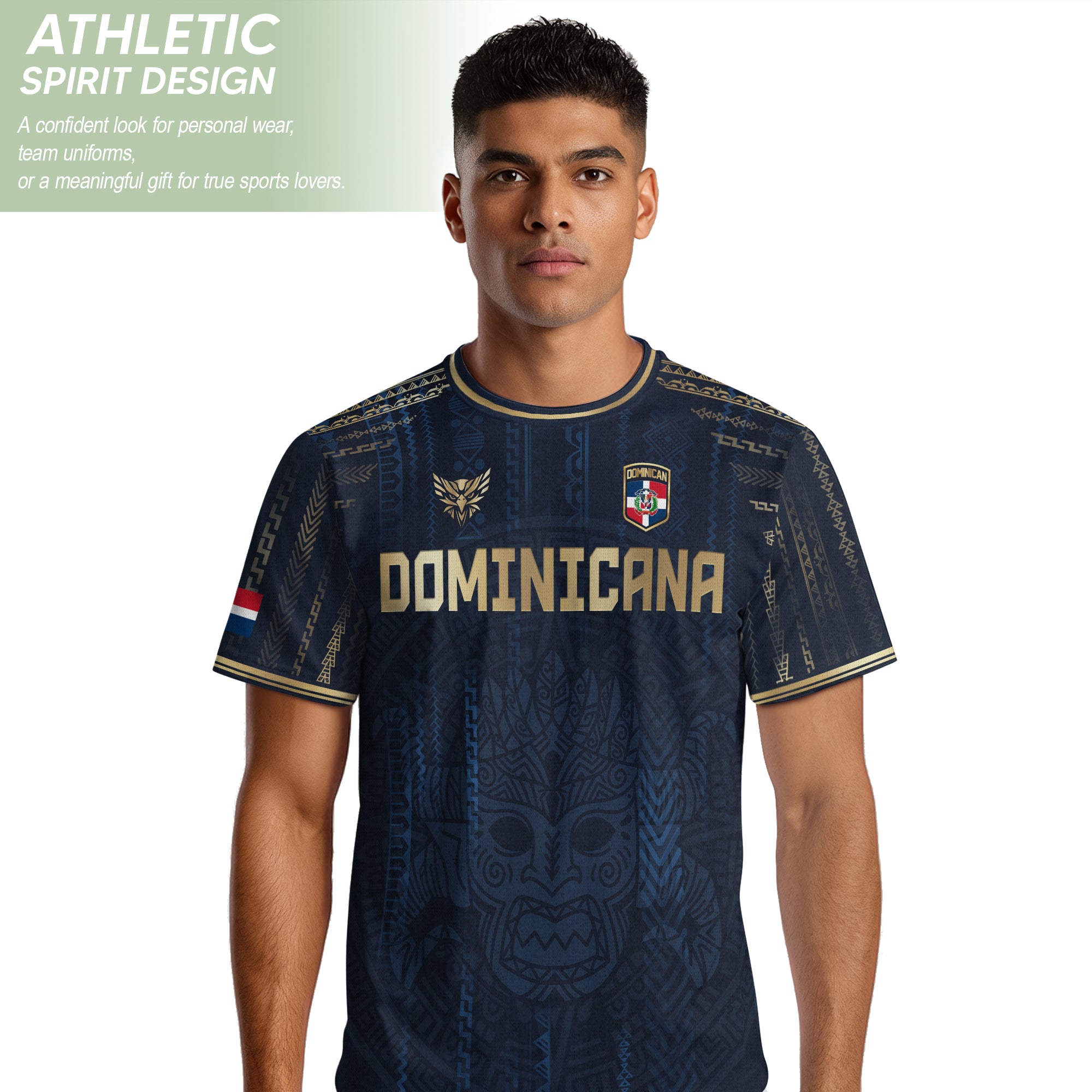 Dominican Heritage Pride Soccer Jersey Navy Gold, National Culture Collection