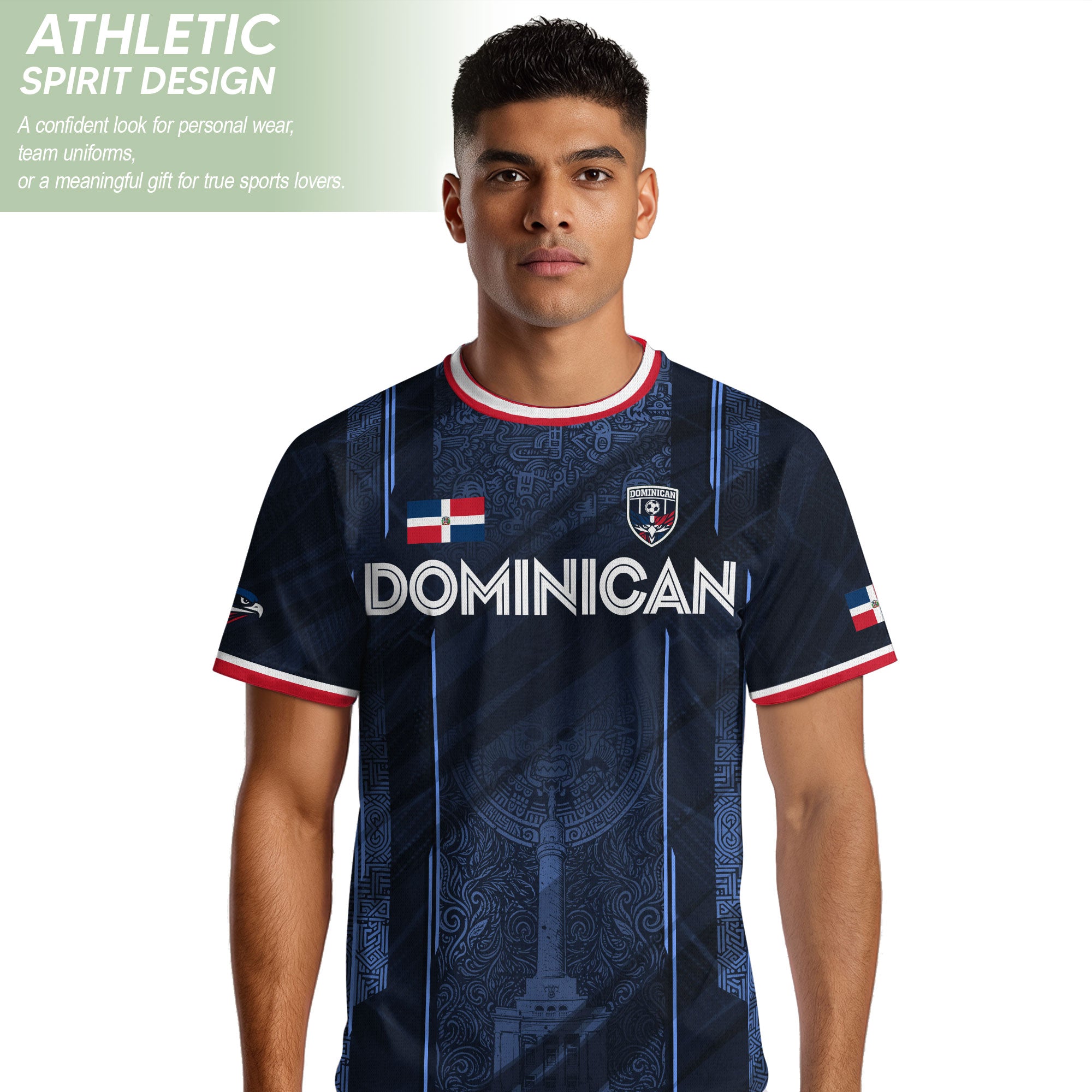Dominican Republic Heritage Navy Blue Red National Pride Athletic Soccer Jersey