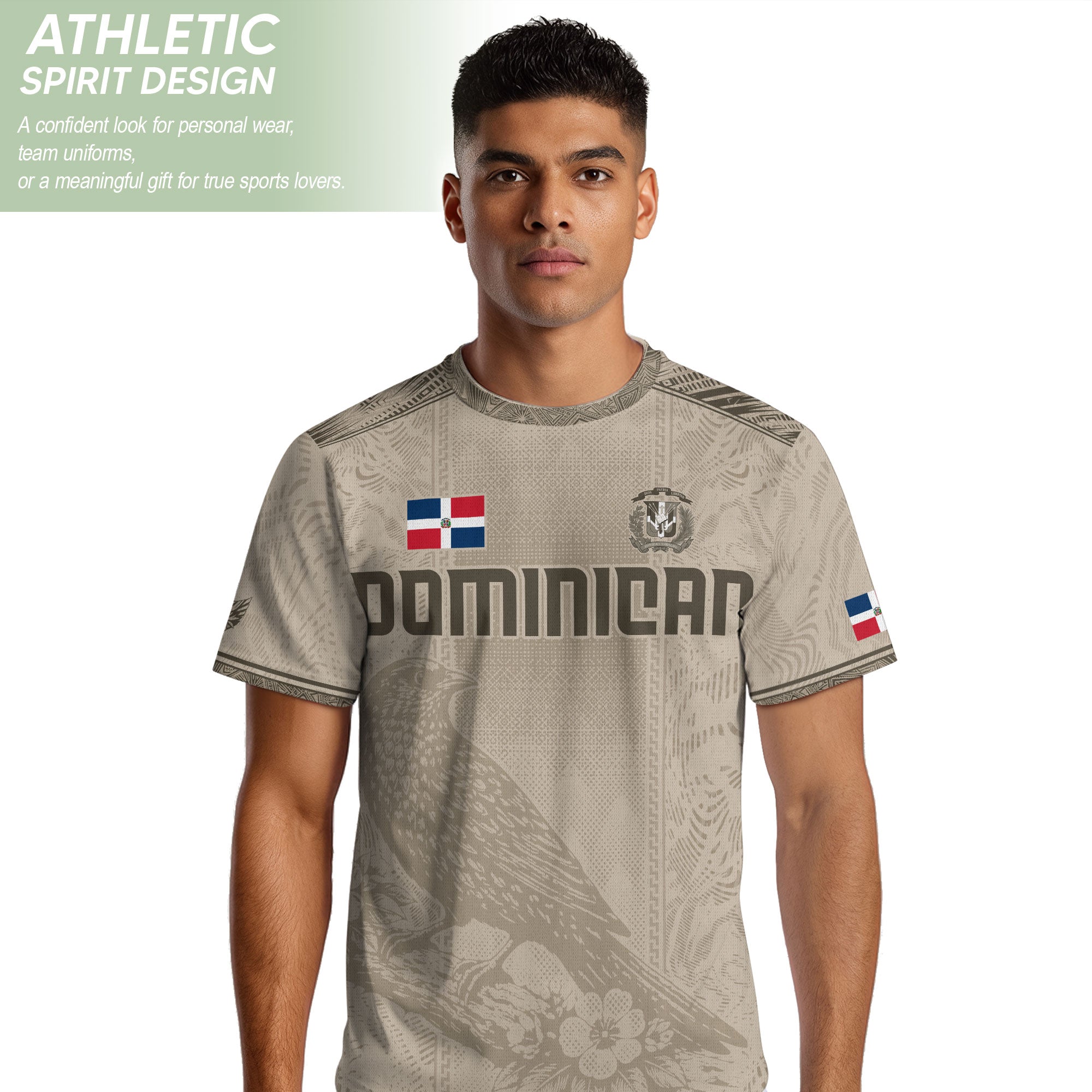 Dominican Republic Heritage Beige Olive Vintage Athletic Taino Art Soccer Jersey