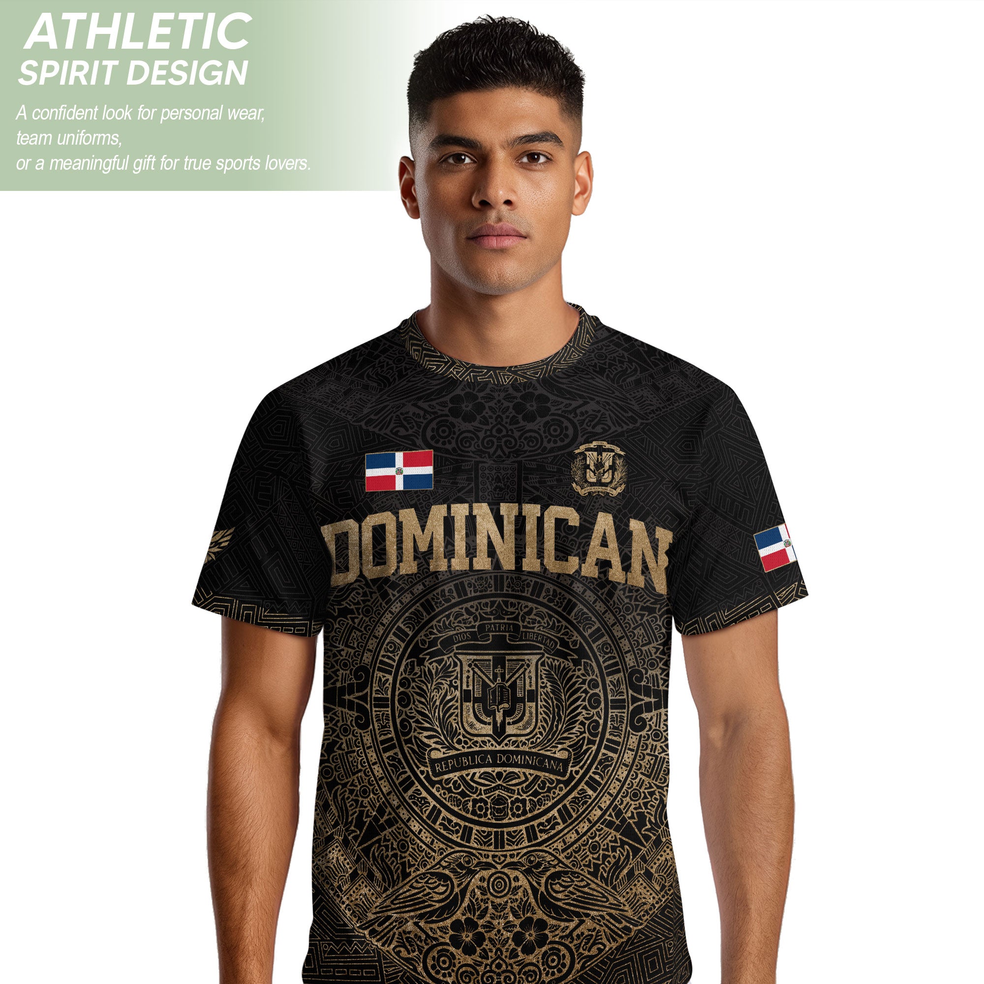 Dominican Republic Heritage Black Gold Vintage Taino Graphic Pattern Soccer Jersey