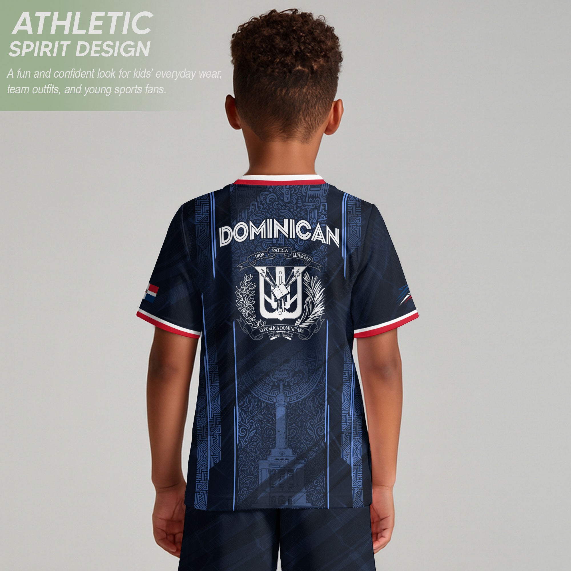 Dominican Heritage Soccer Jersey Navy for Kids Youth, Cultural Identity & National Pride