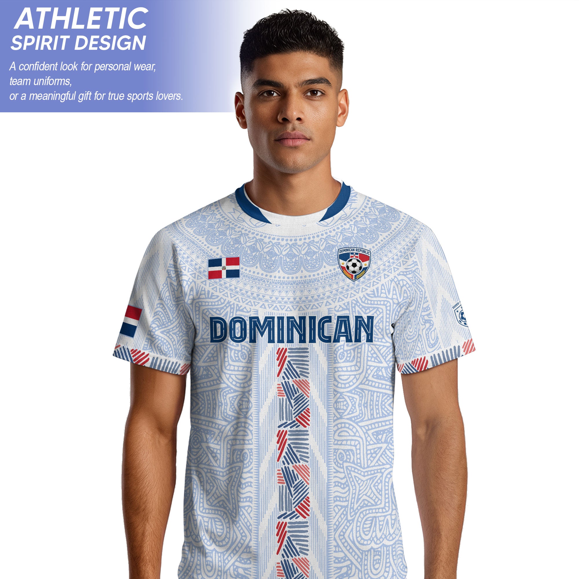Dominican Republic Heritage White Athletic Woven Pattern Soccer Jersey