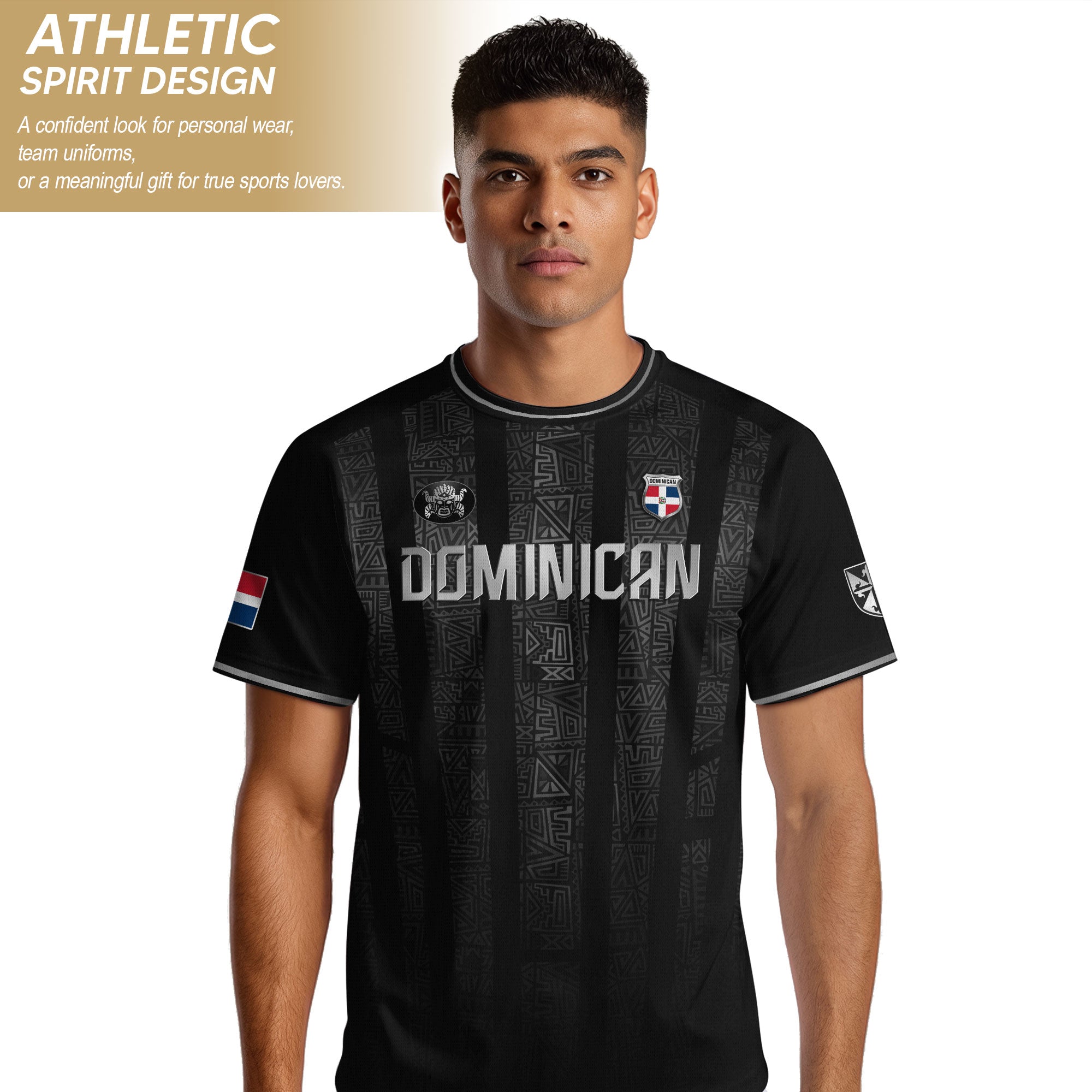 Dominican Republic Heritage Black Silver Athletic Independence Soccer Jersey