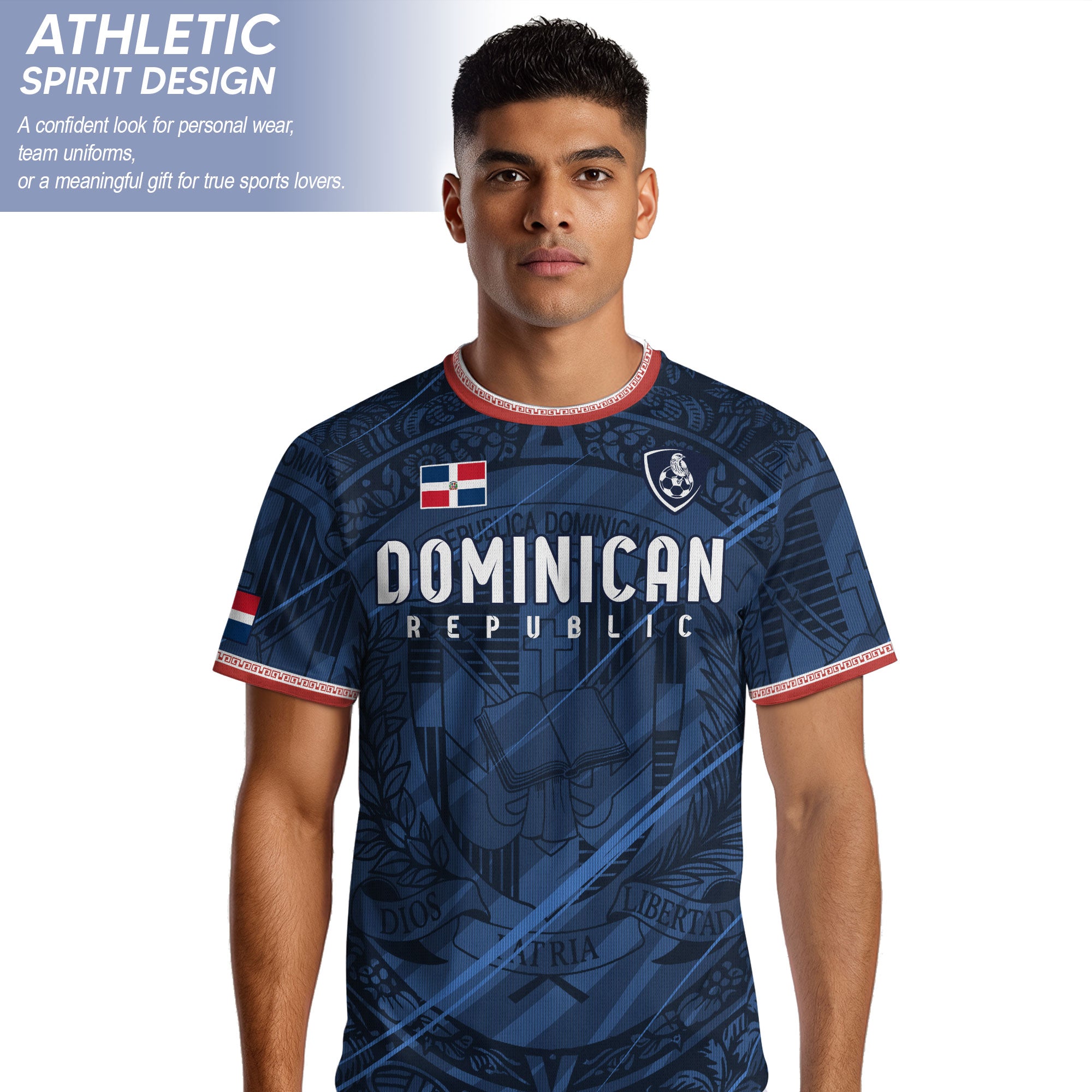 Dominican Republic Navy Red National Symbol Pattern Graphic Pride Soccer Jersey