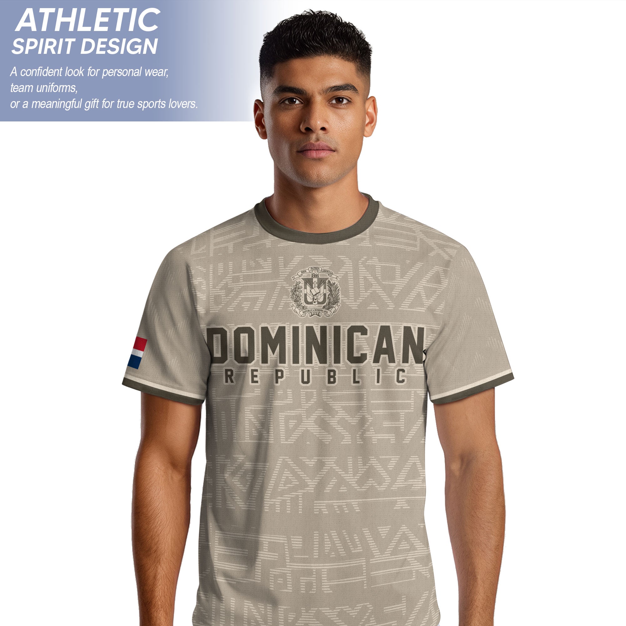 Dominican Republic Beige Brown National Symbol Pattern Graphic Pride Soccer Jersey