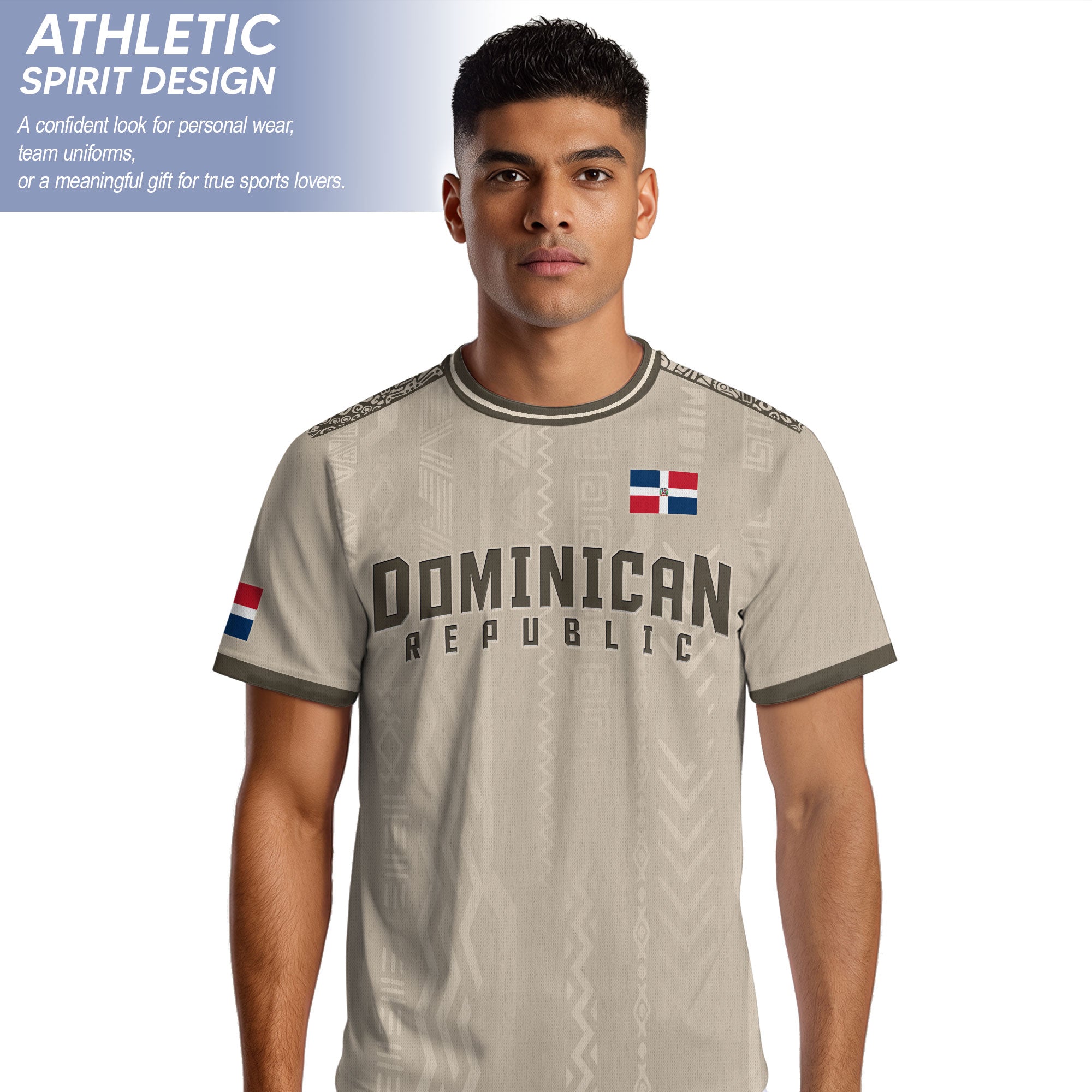 Dominican Republic Coat of Arms Tribal Beige Brown National Soccer Jersey