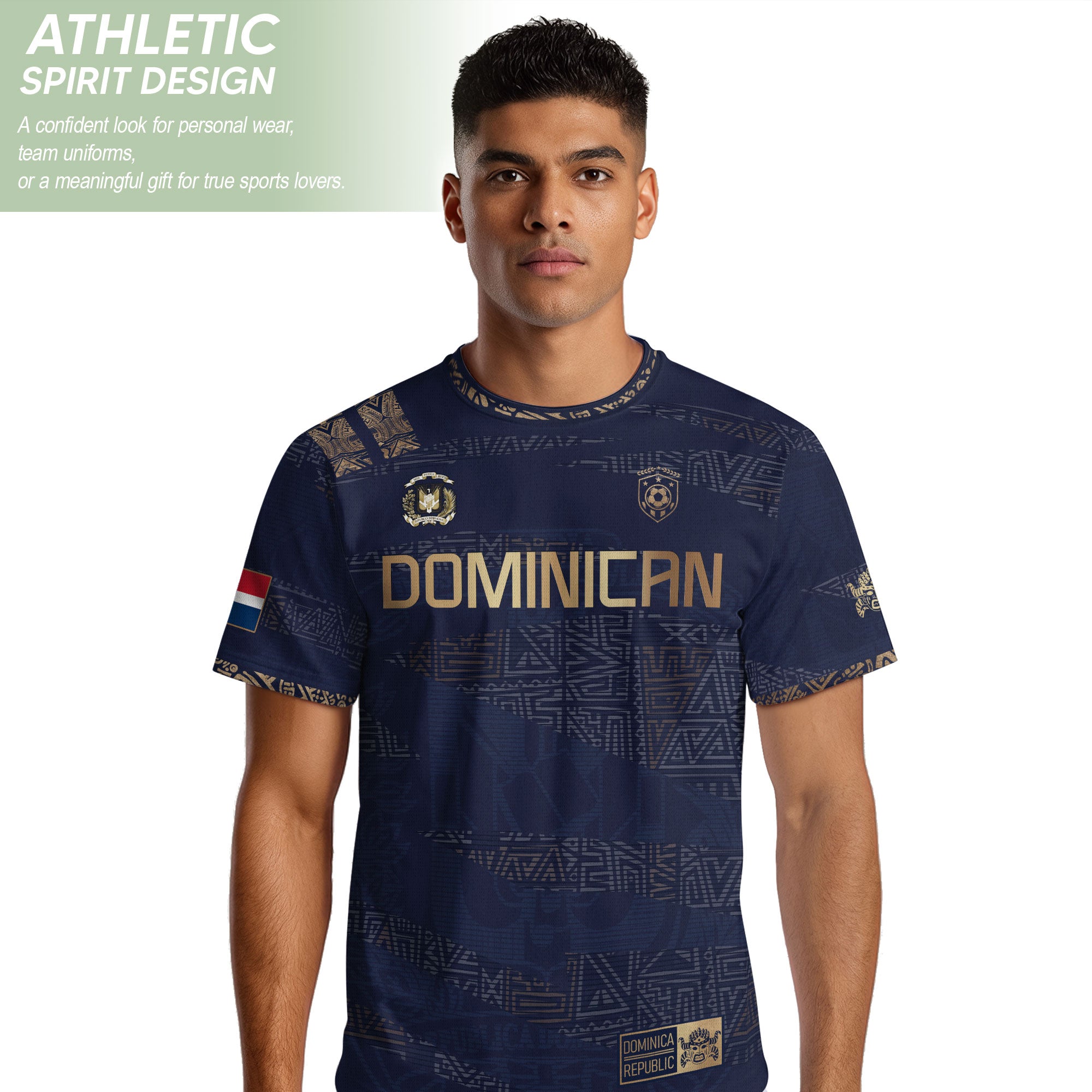 Dominican Republic Heritage Navy Gold Geometric Pattern Soccer Jersey
